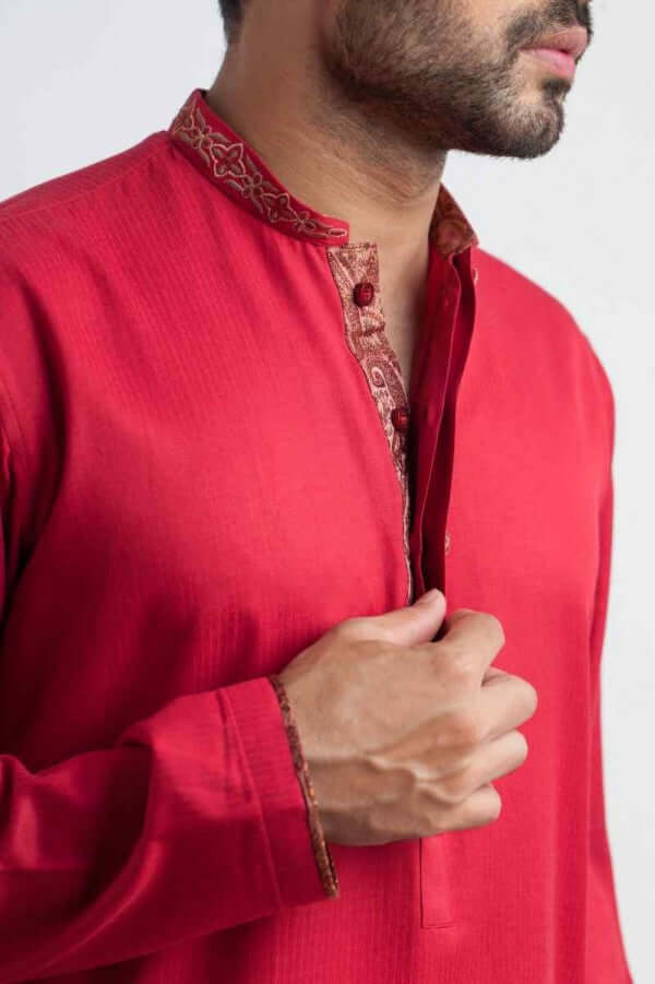 Stylish Red Cotton Kurta for Women - Comfortable & Breathable Indian Ethnic Wear - Perfect for Festivals, Weddings & Casual Outings
