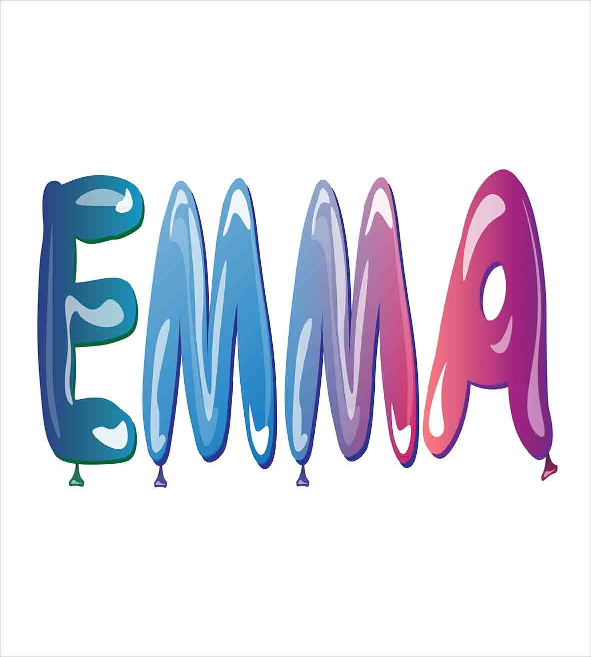 Ambesonne Emma Duvet Cover Set - King Size 3-Piece Bedding with Feminine Name Design & Ornate Balloons, Includes 2 Pillow Shams | Perfect for Girls' Bedrooms, Teen Room Decor & Birthday Gift Ideas
