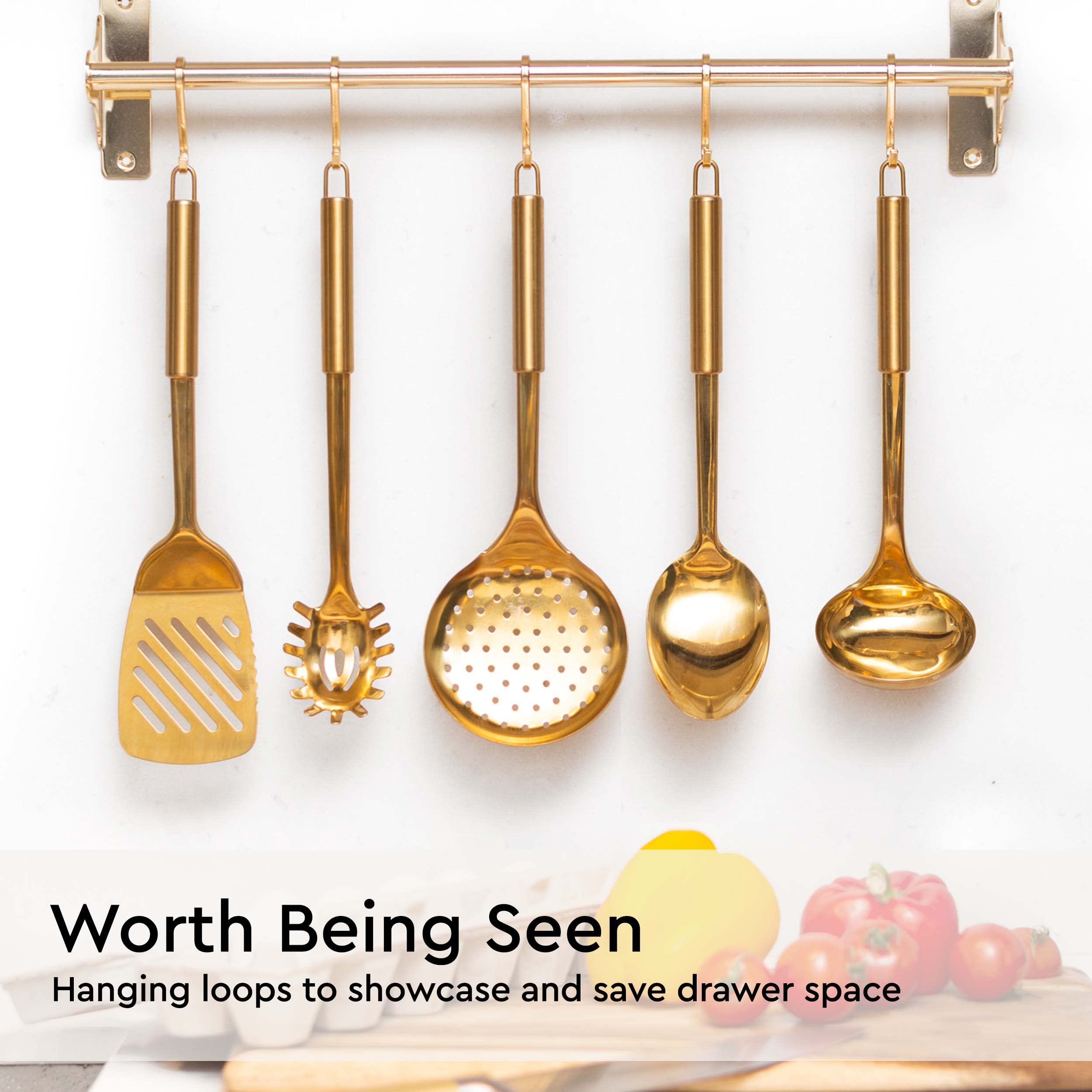 Premium 28-Piece White & Gold Nonstick Cookware Set with Stainless Steel Utensils & Measuring Cups - Perfect for Home Cooking, Baking, and Gourmet Meal Preparation