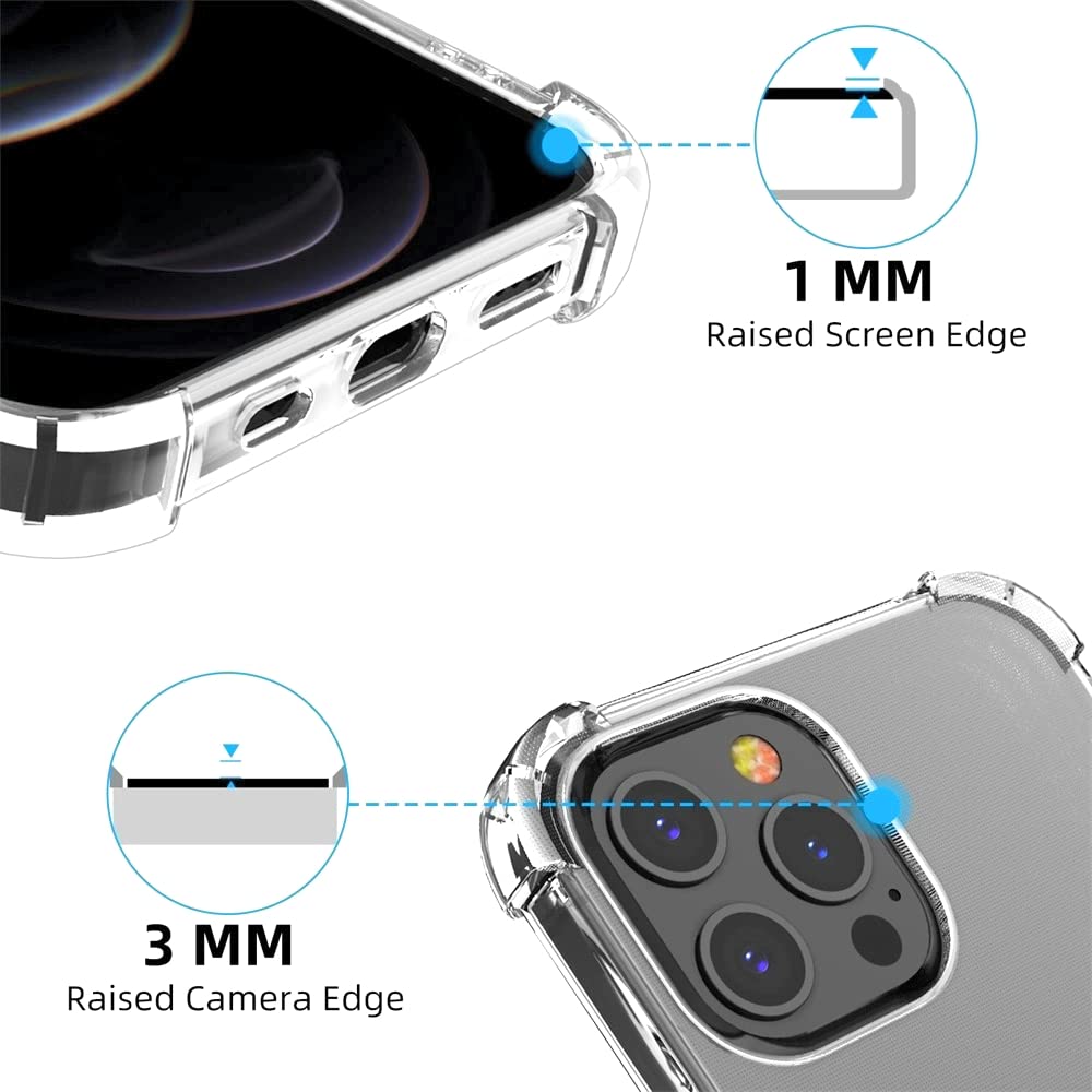 Shockproof Slim Clear TPU Phone Case for iPhone 12 & iPhone 12 Pro 6.1 Inch - Anti-Yellowing, Ultra Thin Protective Cover for Everyday Use & Outdoor Activities