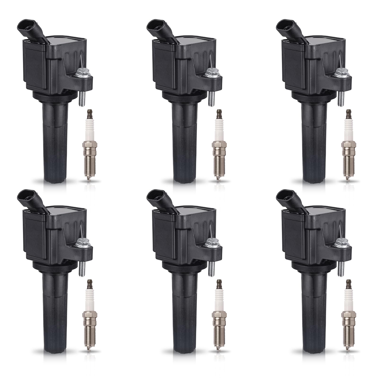 High Performance Set of 6 Ignition Coil Packs & Iridium Spark Plugs - Compatible with Chevy GMC Colorado/Trailblazer/Canyon/Envoy/H3/H3T/Ascender/Rainier (2007-2012) - Replaces #12496547 UF497 5019 - Perfect for Engine Tune-Ups & Performance Upgrades