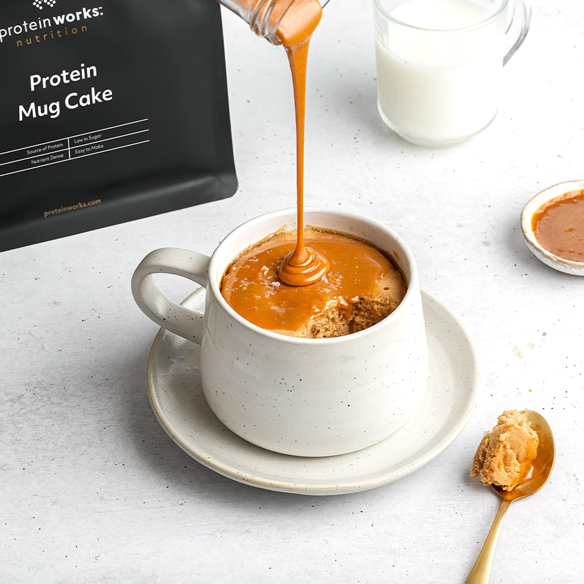 Protein Works Protein Mug Cake - Salted Caramel Flavor | High Protein & Fiber Dessert Mix (500g) | Perfect for Post-Workout Recovery & Healthy Snacking