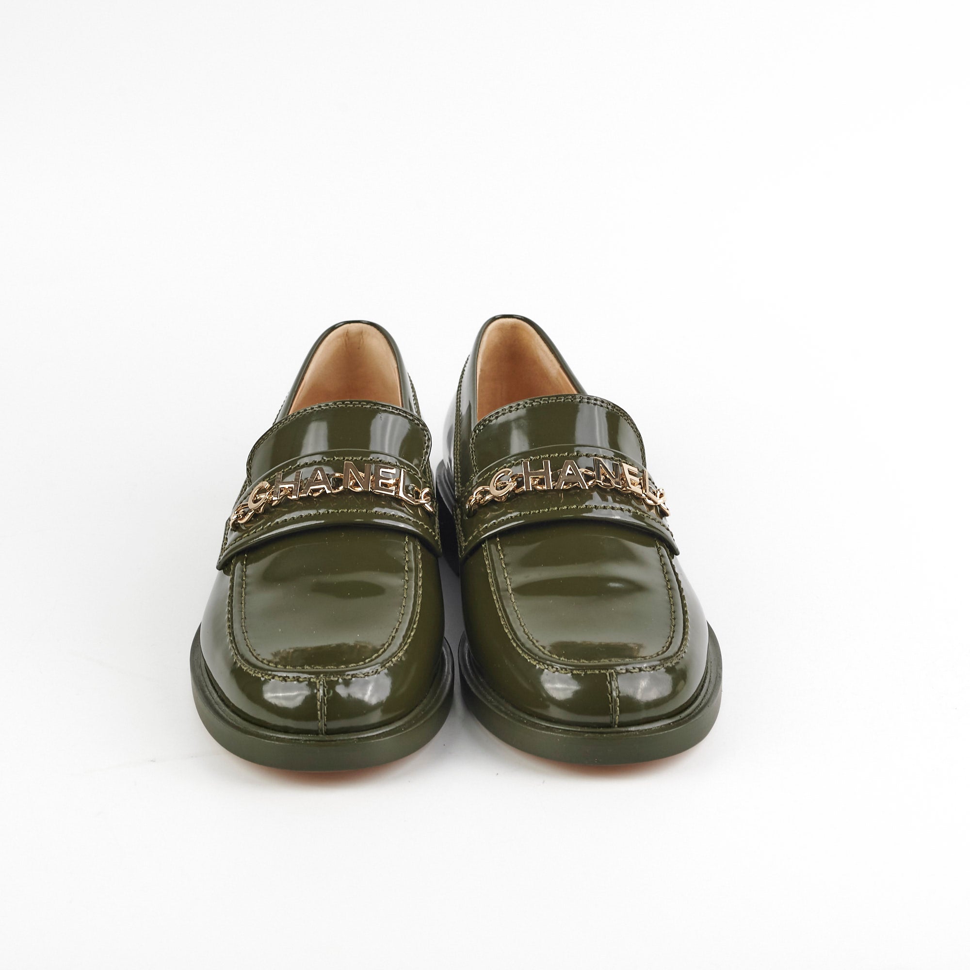 Chanel Green Patent Leather Loafers Women's Size 41 - Stylish & Comfortable for Work, Office & Casual Outfits