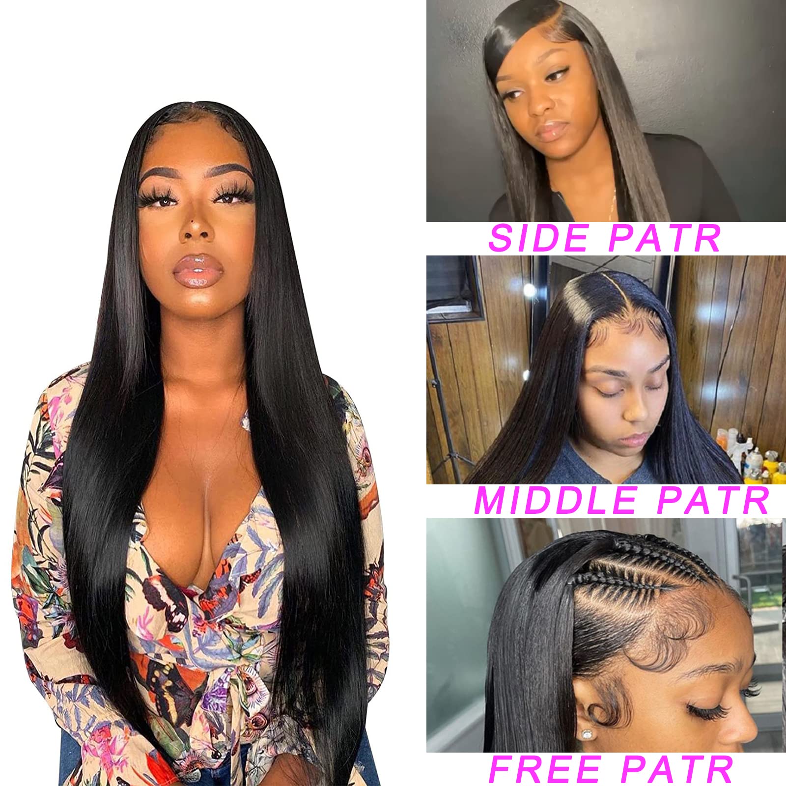 13x4 HD Transparent Lace Front Human Hair Wigs - Brazilian Virgin Hair Straight Lace Front Wig for Black Women | Glueless 180% Density with Pre-Plucked Hairline & Baby Hair | Perfect for Daily Wear, Special Occasions & Protective Styling