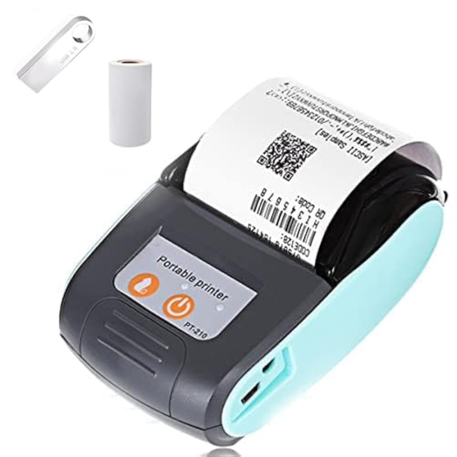 58mm Bluetooth Thermal Receipt Printer - Wireless Portable Mini Pocket POS Printer for Small Business | Compatible with Android, Windows, Linux (Not for iOS/Mac/iPad) | Blue | Ideal for Retail Stores, Food Trucks & Mobile Businesses