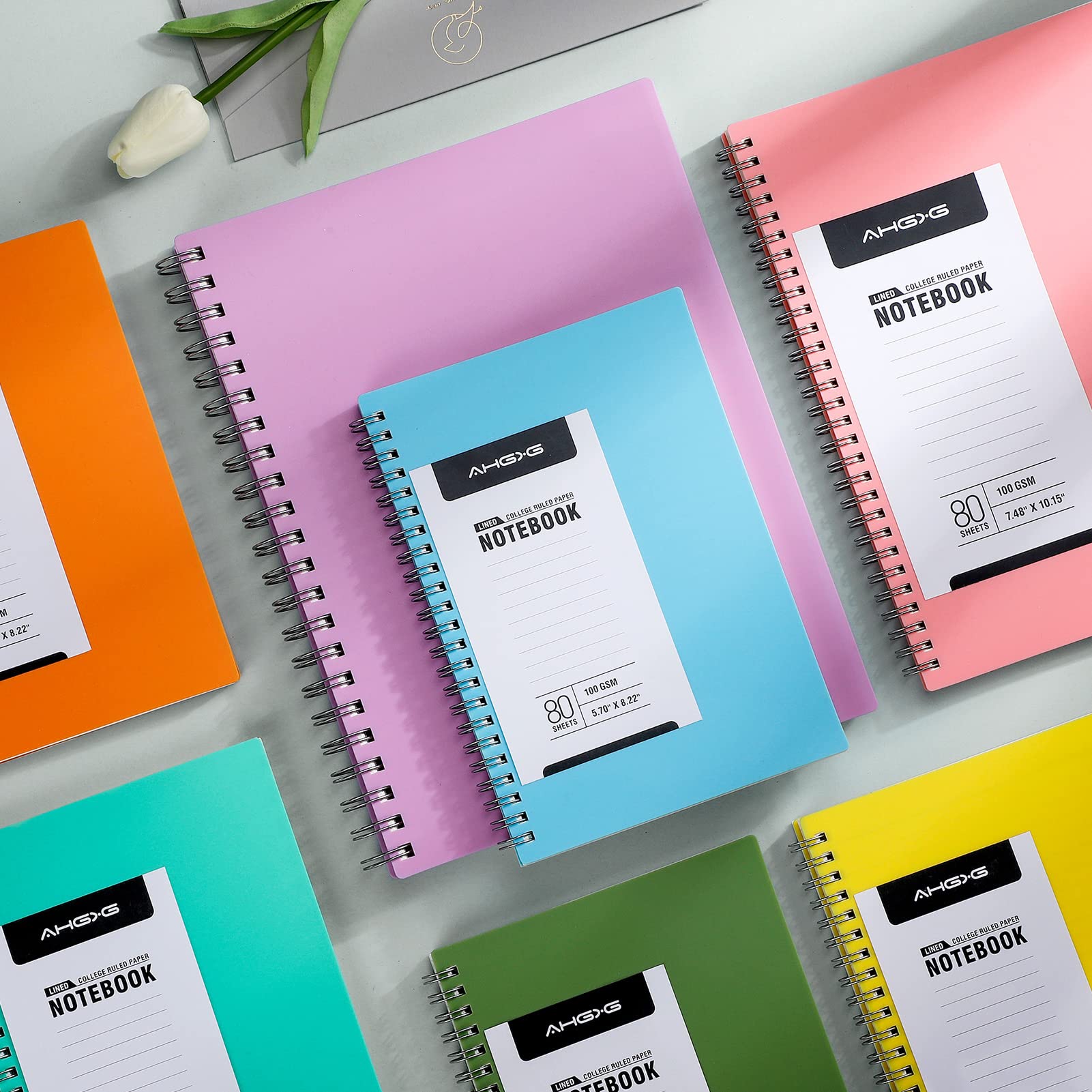 AHGXG Spiral Notebook 4-Pack - College Ruled B5 Notebooks 7.6