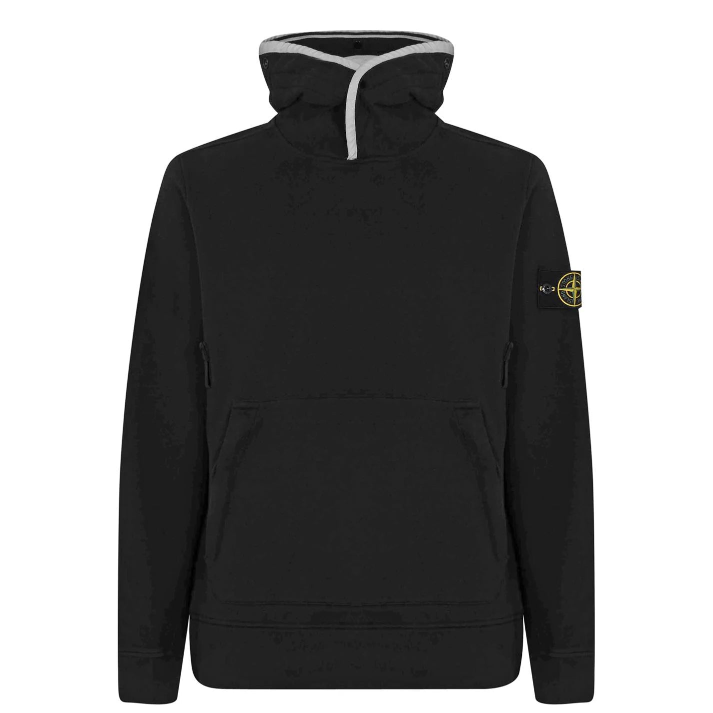 Stone Island Black Contrast Piping Hoodie - Men's Premium Pullover Sweatshirt with Stylish Detailing | Perfect for Casual Wear, Street Style & Outdoor Activities
