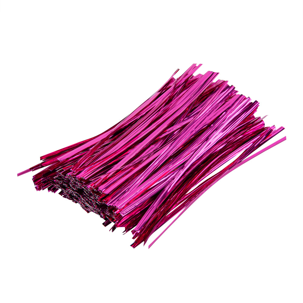 Pink Metallic Twist Ties for Bags - 500 Count Box | Reusable Bag Closures for Food Storage, Gift Wrapping & Organizing