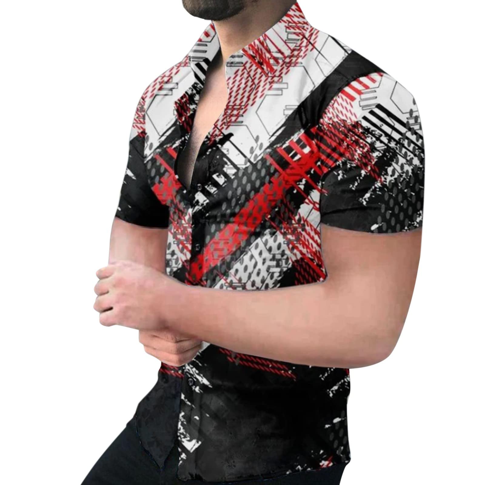 XXBR 2022 New Men's Hawaiian Shirts | Summer Short Sleeve Button Down Shirt with Splash-Ink Graphic Print | Casual Beach Wear, Vacation Shirt, Tropical Party Outfit