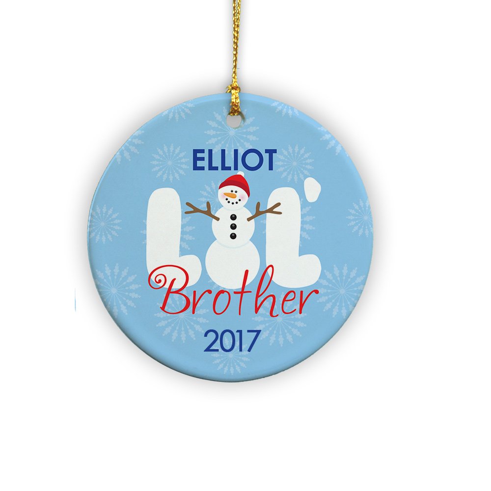 Lil Brother Snowman Ornament - 2.75 Inch Ceramic Christmas Tree Decoration for Holiday Home Decor & Gift Giving