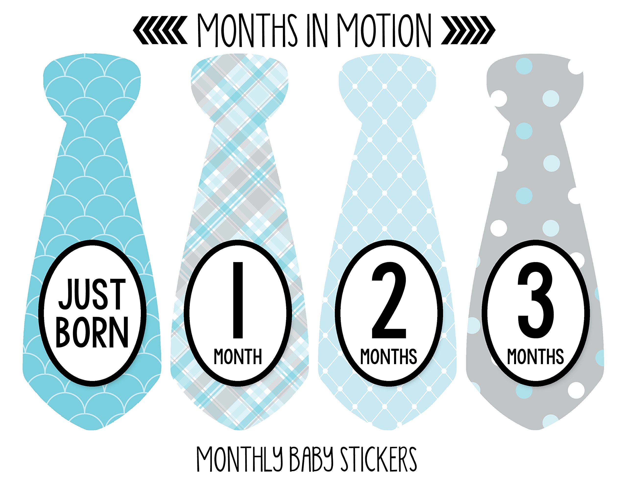 Baby Monthly Milestone Necktie Stickers - Newborn Boy Growth Photo Props - Set of 20 Adhesive Month Markers for Baby's First Year - Perfect for Monthly Photoshoots, Scrapbooking & Memory Keepsakes