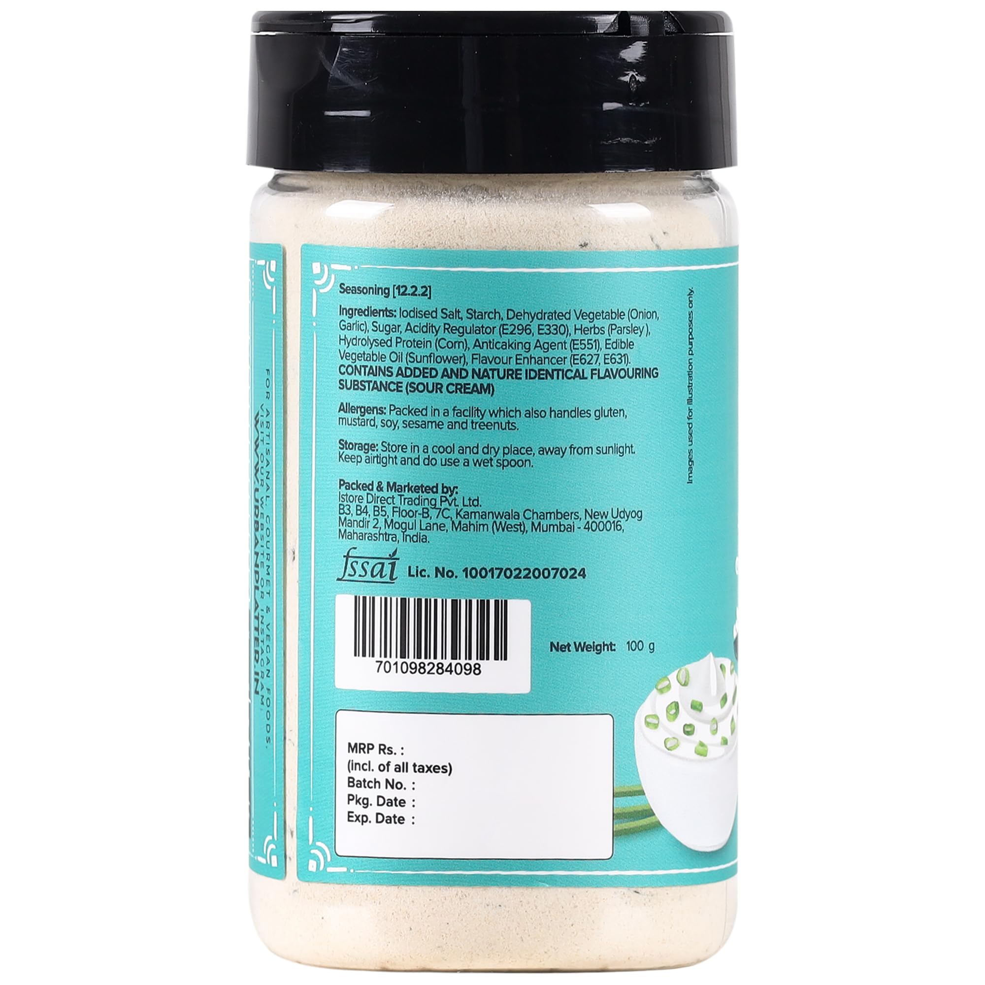 Urban Platter Sour Cream & Onion Seasoning - Dairy-Free, Vegan-Friendly, 100g | Perfect for Popcorn, Pasta, Fries, Chips & Snacks | Gluten-Free & All-Natural Flavor Enhancer | Great for Movie Nights, Parties & Quick Meals