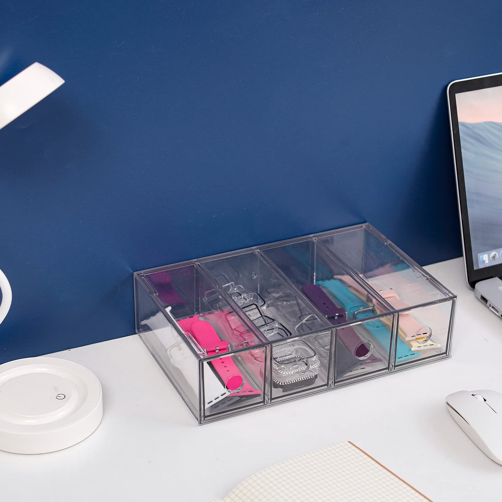 Yesesion 2-Pack Clear Cord Organizer - Cable Storage Box with 40 Wire Ties for Desk & Office Organization