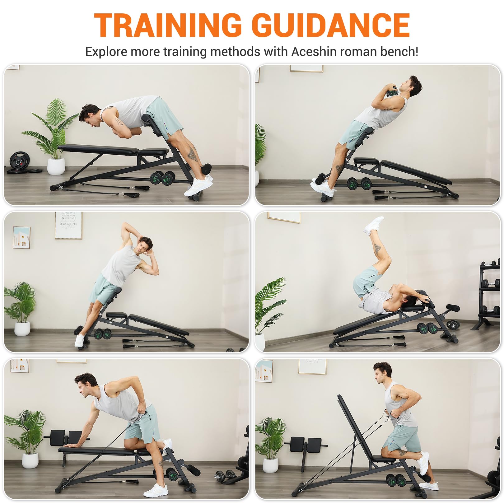 OPPSDECOR 900LBS Adjustable Weight Bench - Multifunctional Home Gym Equipment for Strength Training, Hyperextension, Preacher Curls & Back Exercises with Resistance Bands - Perfect for Home Workouts & Fitness Enthusiasts