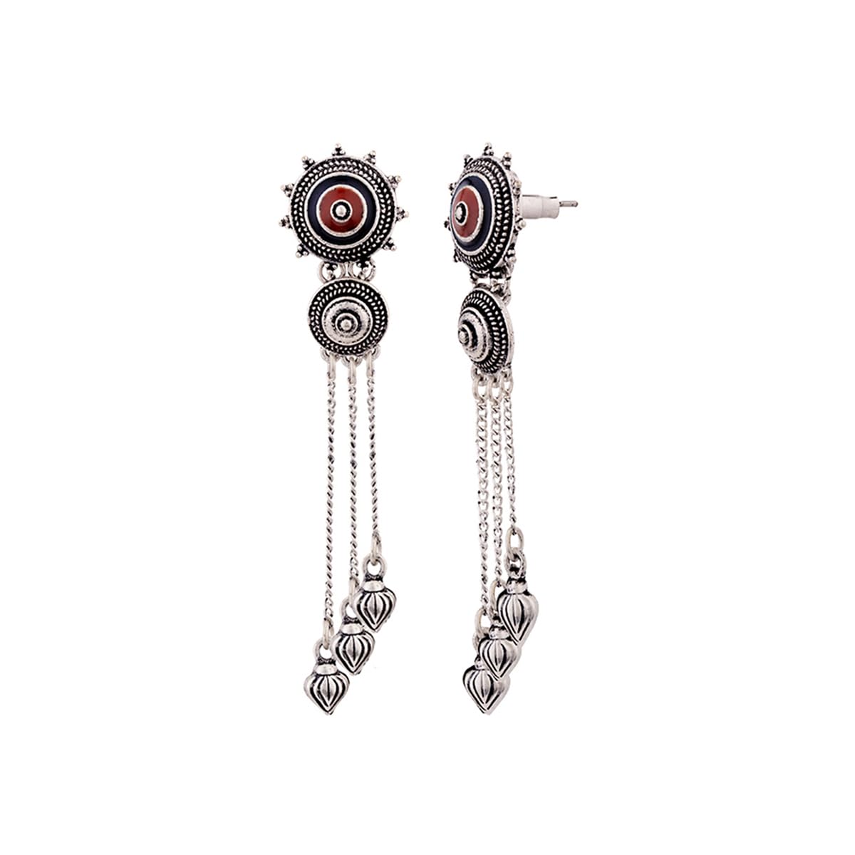 Voylla Mandala Tassel Drop Earrings for Women - Boho Ethnic Handmade Jewelry - Perfect for Festivals, Weddings & Boho Fashion