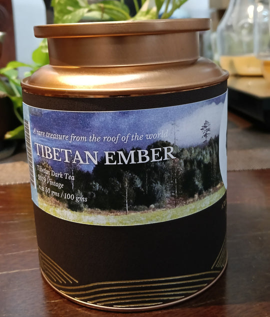 Premium Tibetan Ember OVP Dark Loose Leaf Tea - Authentic Tibet Black Tea in Elegant Gift Tin | Perfect for Gifting, Relaxation & Afternoon Tea Time