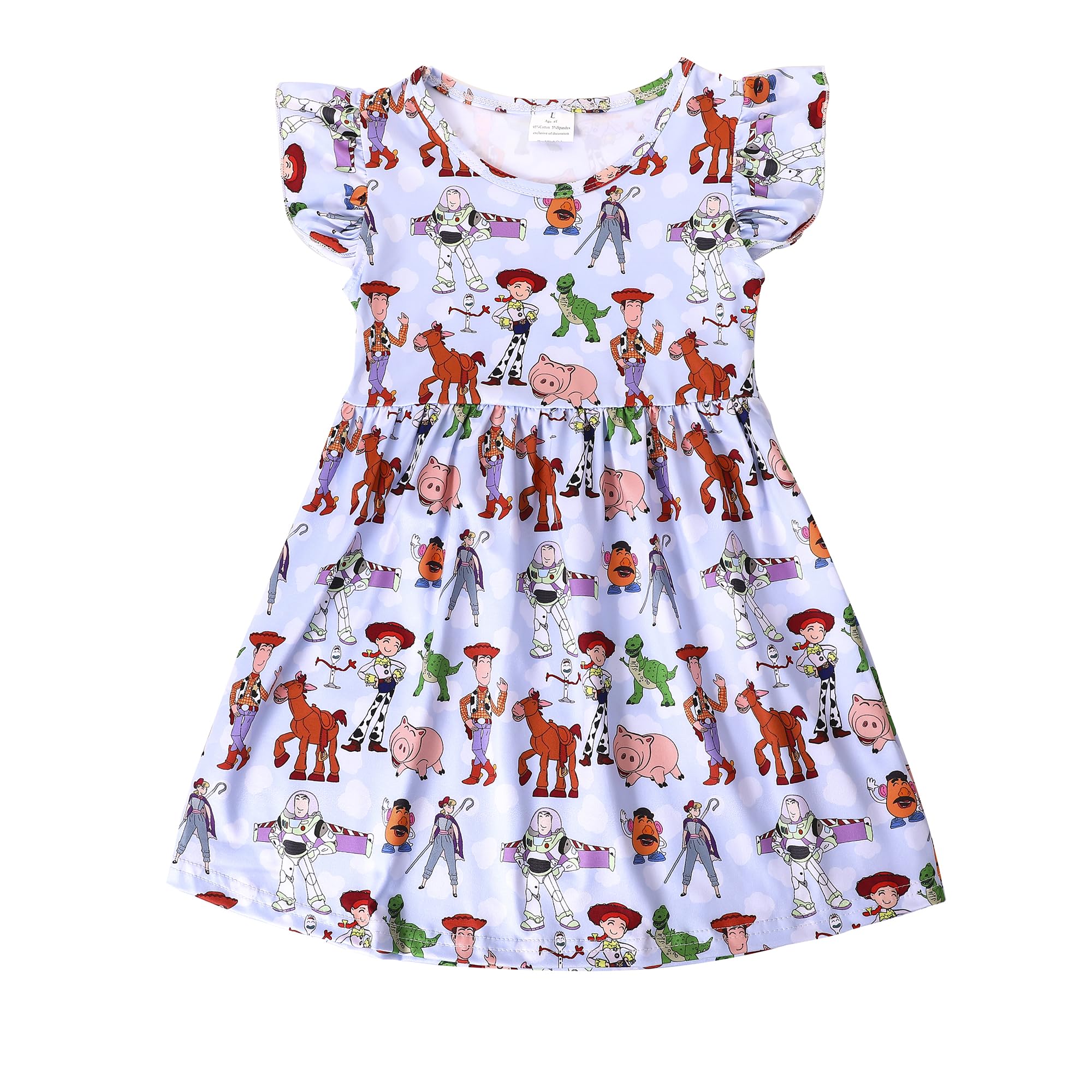 Easter Bunny Egg Pattern Toddler Girl Dress with Flutter Sleeves - Princess Party Outfit for Spring & Summer - Perfect for Easter Celebrations, Birthday Parties, and Family Gatherings