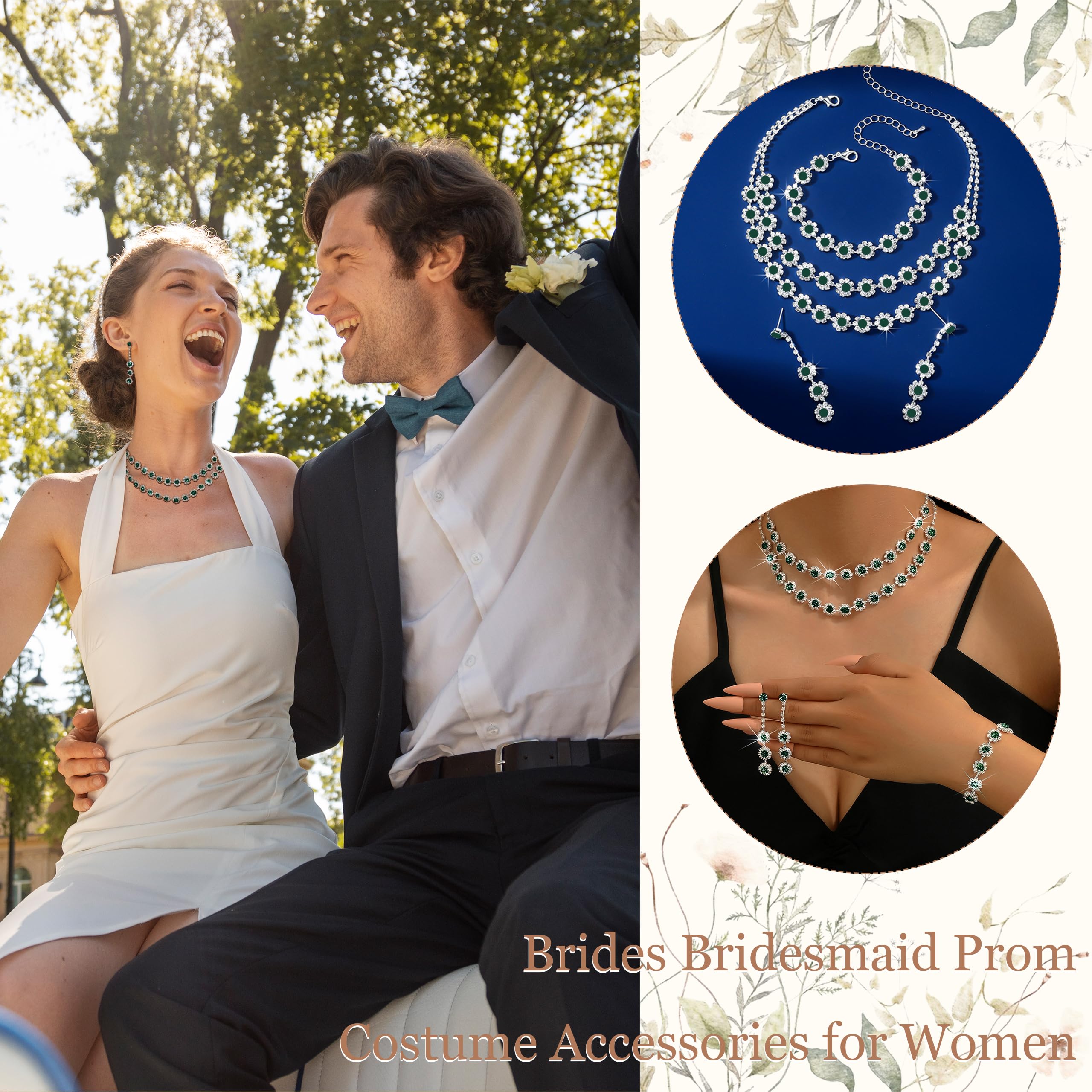 Elegant Silver Jewelry Set for Women - Rhinestone Necklace, Earrings & Bracelet | Perfect for Prom, Wedding Guest Dresses, Party Outfits & Evening Events | Costume Jewelry & Dress Accessories for Special Occasions