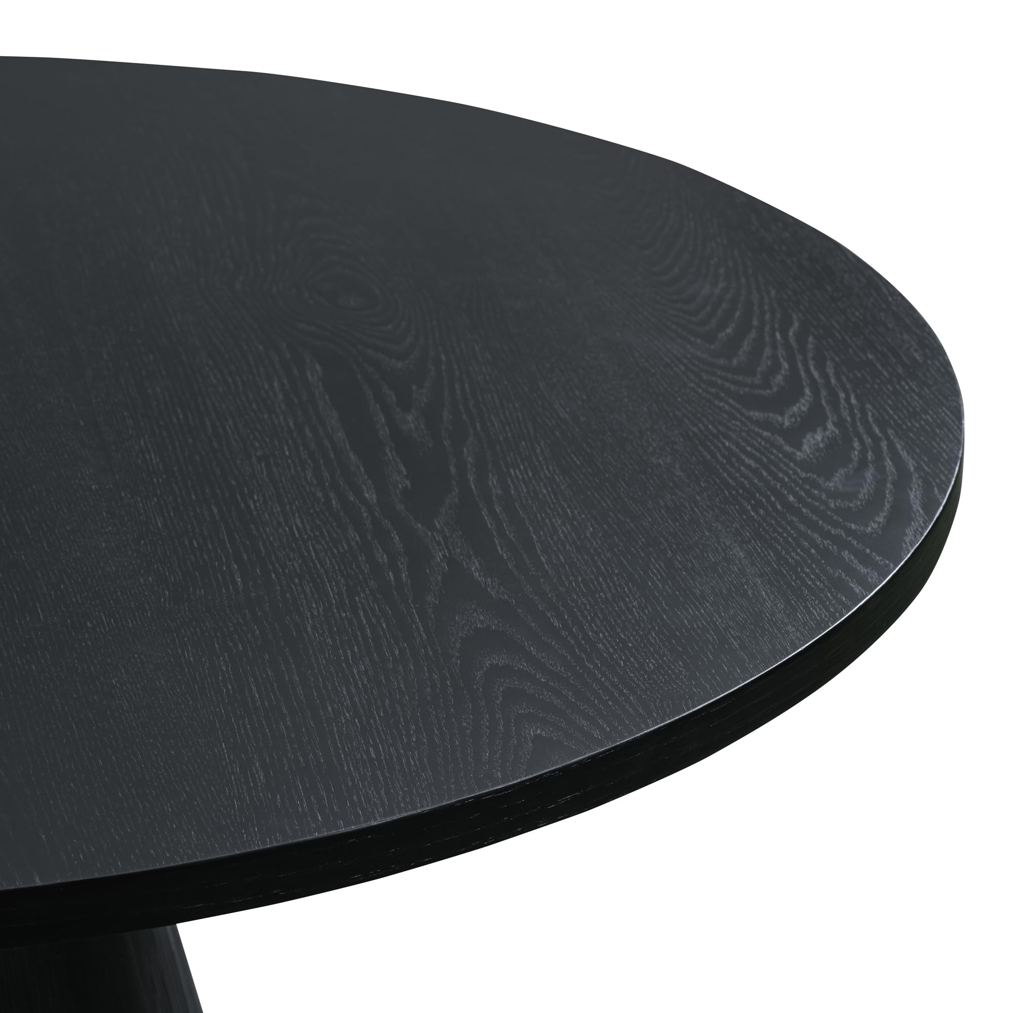Vintage Round Wooden Dining Table - 42 Inch Retro Kitchen & Living Room Table, Solid Wood Top with Black Finish - Perfect for Small Spaces, Breakfast Nooks & Cozy Family Gatherings