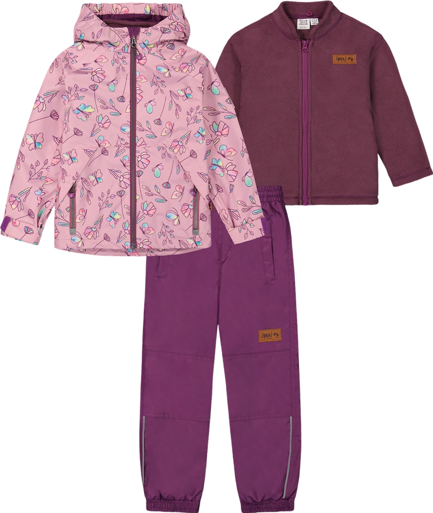 3 in 1 Two Piece Mid Season Outerwear Set with Printed Jacket for Big Girls - Stylish Fall & Spring Layering Outfit for School, Travel and Casual Wear