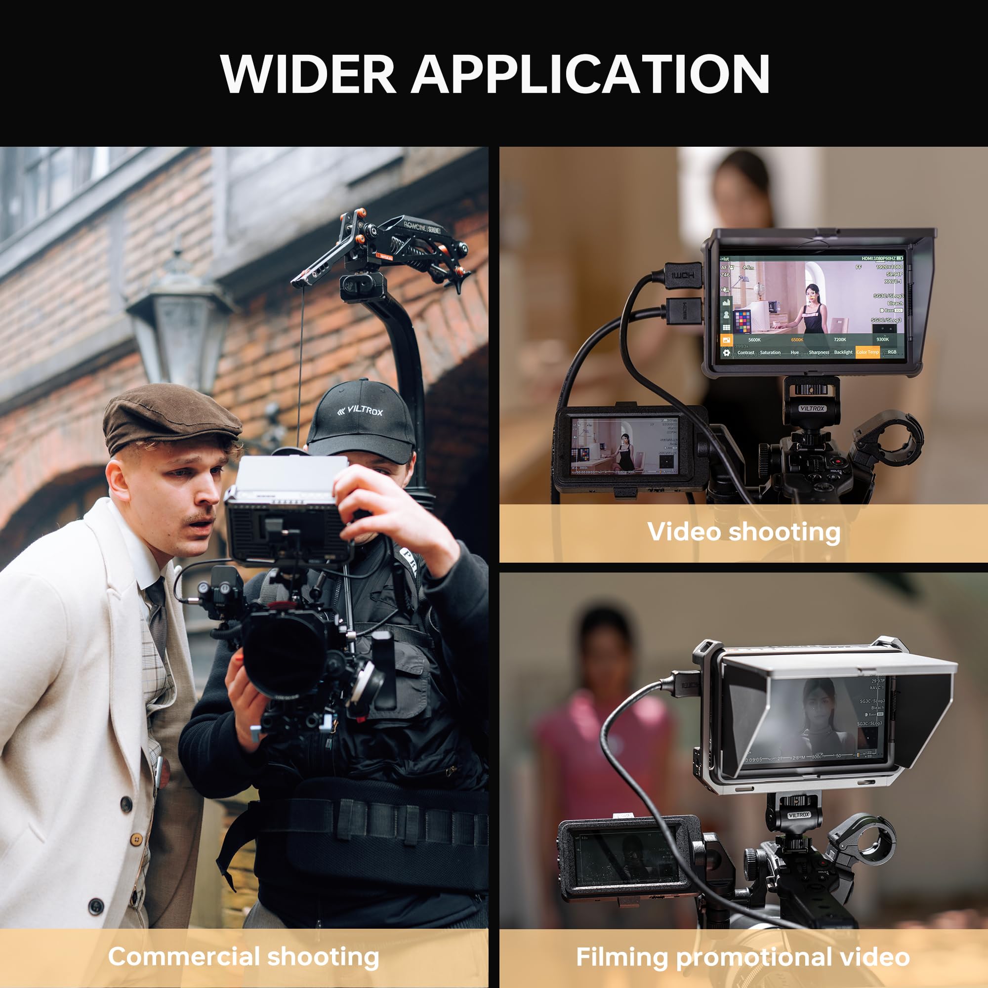 VILTROX DC-X2 6 Inch Touchscreen 4K HDMI Camera Field Monitor - 2000 Nits High Brightness, Battery Powered with Sunshade Hood, 3D LUT & Peaking Focus Assist - Professional DSLR Video Monitor for Outdoor Photography & Film Making