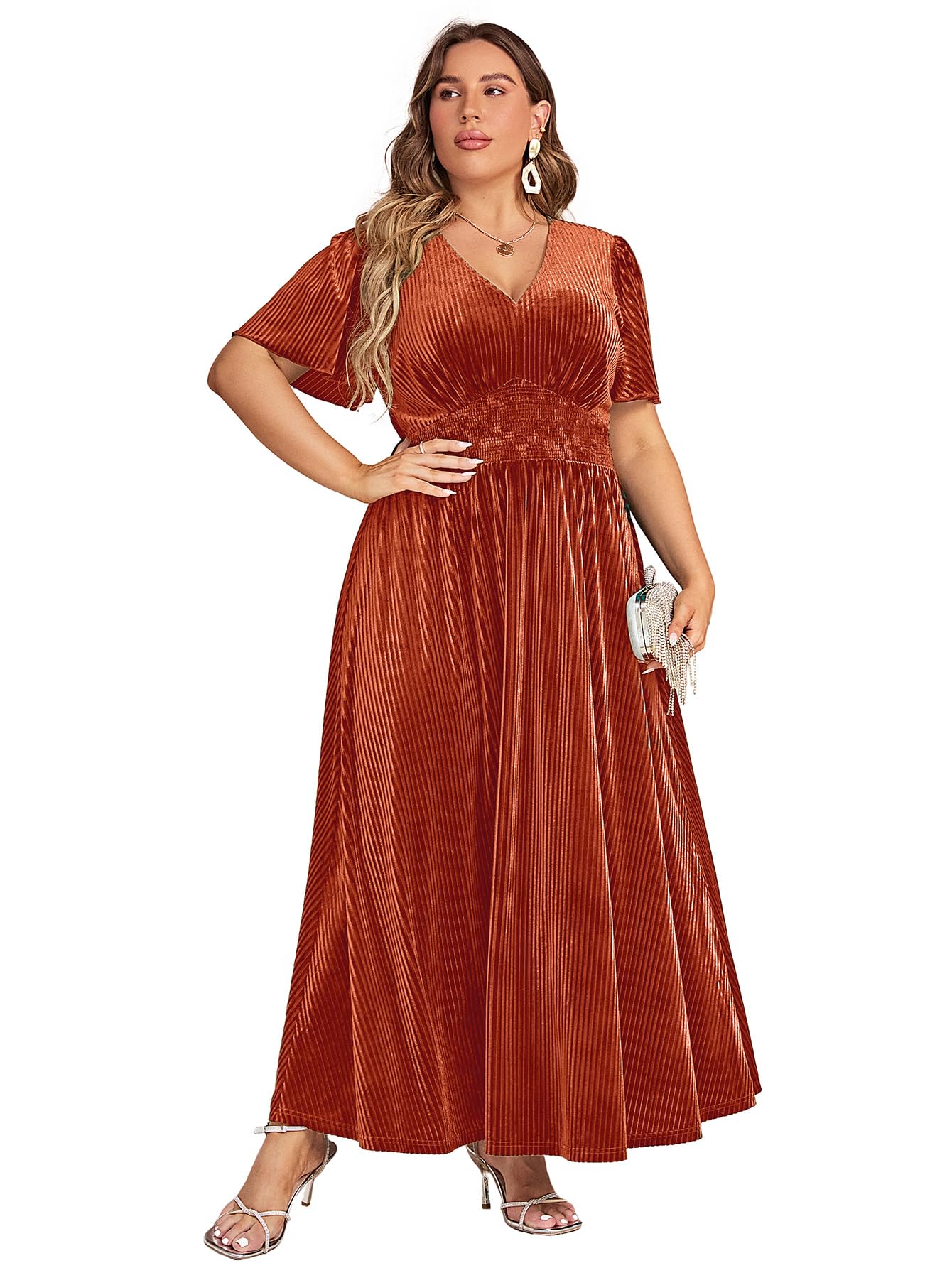 Simplee Women's Boho Floral Maxi Dress - Flowy Casual V-Neck Short Sleeve Wedding Guest Dress for Beach Holiday & Summer Vacations | Perfect for Outdoor Parties, Date Nights and Resort Wear