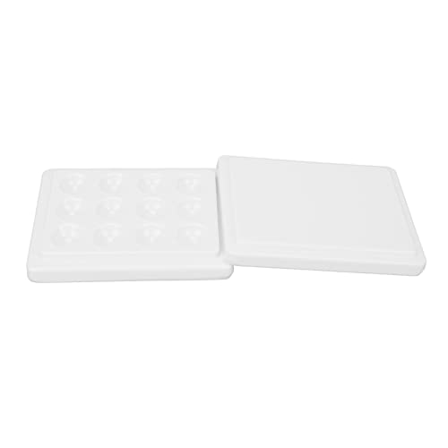 Premium 12-Well Porcelain Watercolor Paint Palette - Dust Proof White Paint Tray for Artists | Perfect for Nail Art, Miniature Painting & Watercolor Techniques