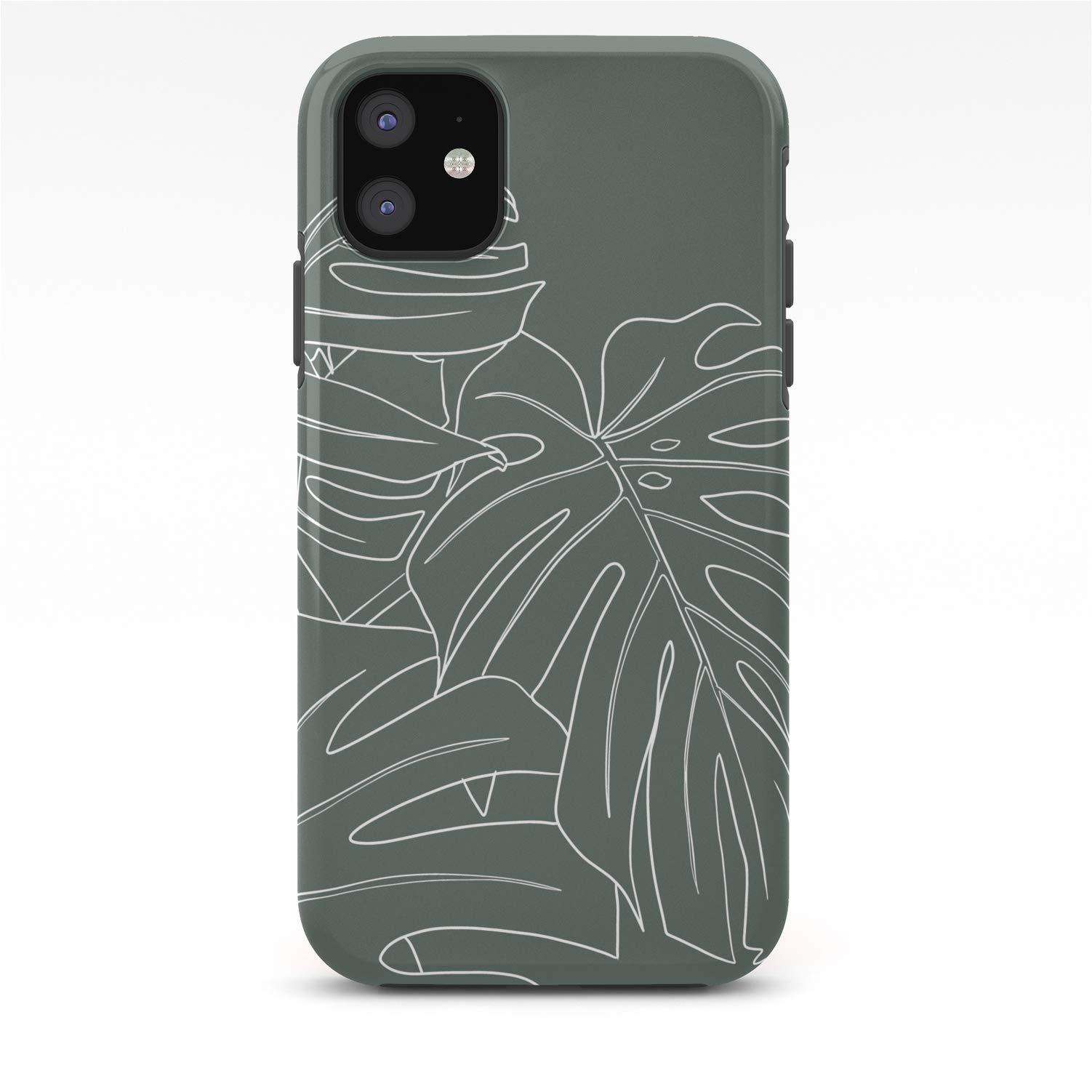 Minimalist Monstera Leaf Design Durable Phone Case Compatible with Apple iPhone 11 - Shockproof Protective Cover for Everyday Use, Travel & Outdoor Activities