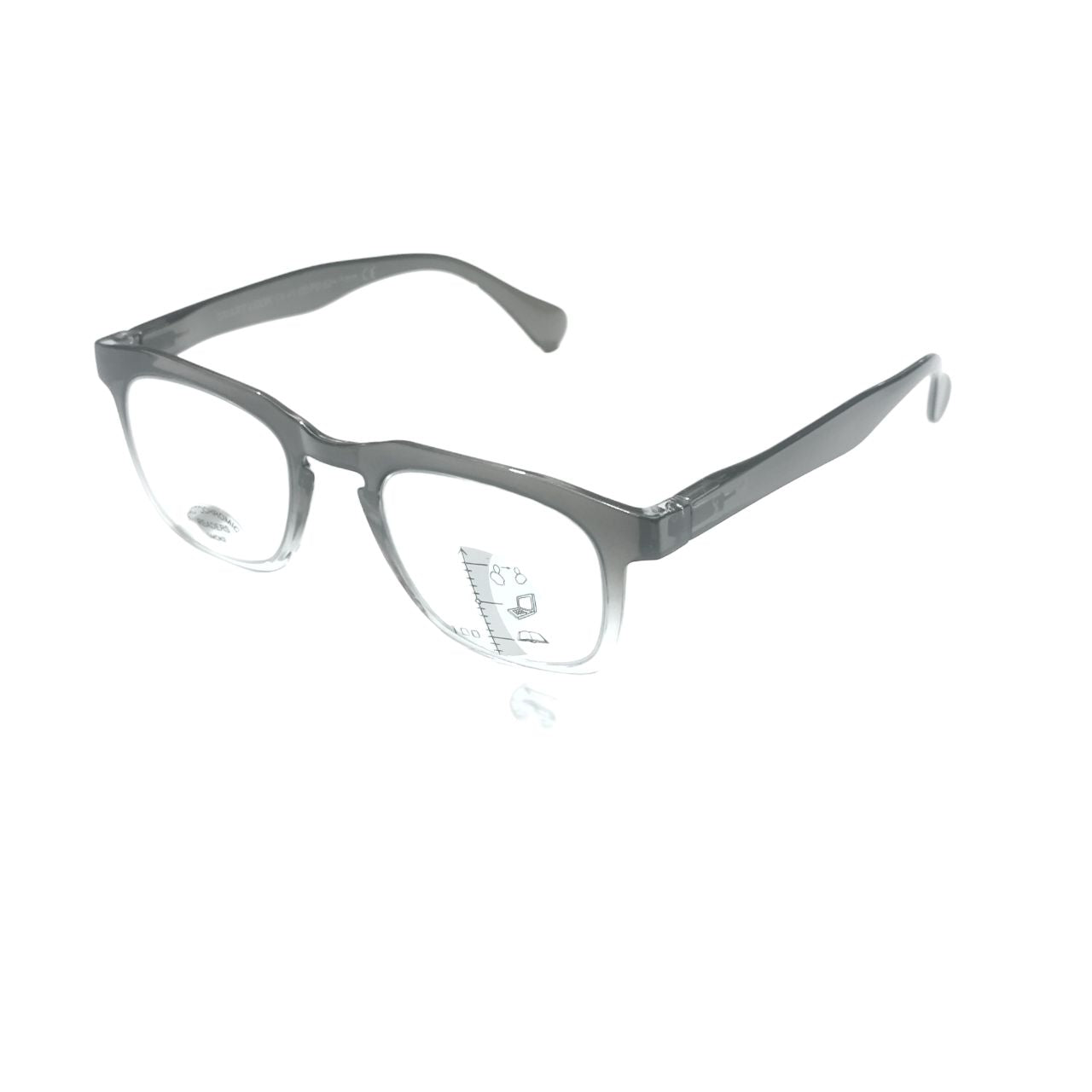 Photochromic Grey Progressive Multifocal Reading Glasses +1.00 Strength for Men & Women - Light Adaptive Lenses for Indoor/Outdoor Use - Perfect for Reading, Driving & Computer Work
