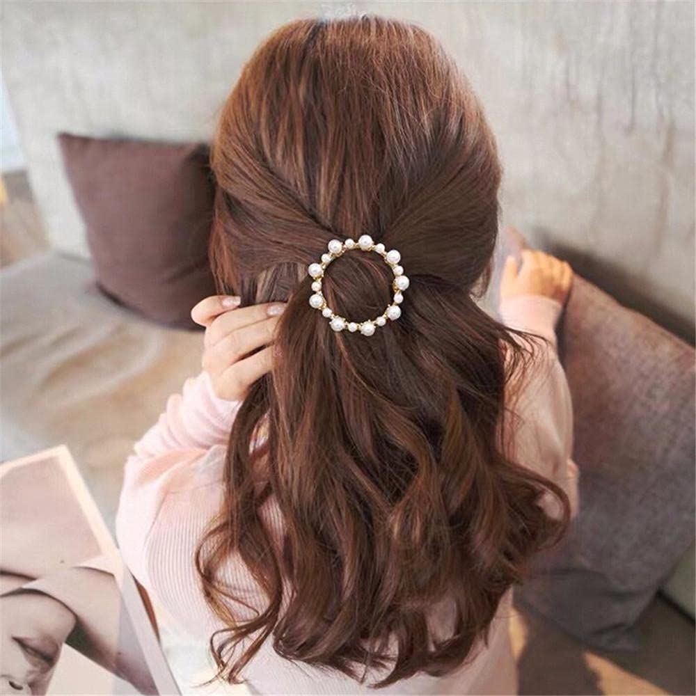 Korean Style Pearl Hair Clips - Large Fashion Hairpins & Barrettes for Women & Girls (Set of 8) - Perfect for Weddings, Parties, and Everyday Elegant Hairstyles