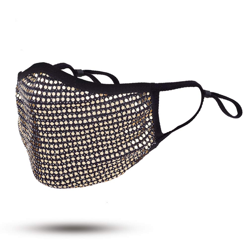 FOOFUM Rhinestone Sequin Face Mask for Women - Glitter Party Mask for Carnival, Fashion Show & Holiday Events - Elegant Costume Accessory for Mardi Gras, Halloween & New Year's Eve Parties
