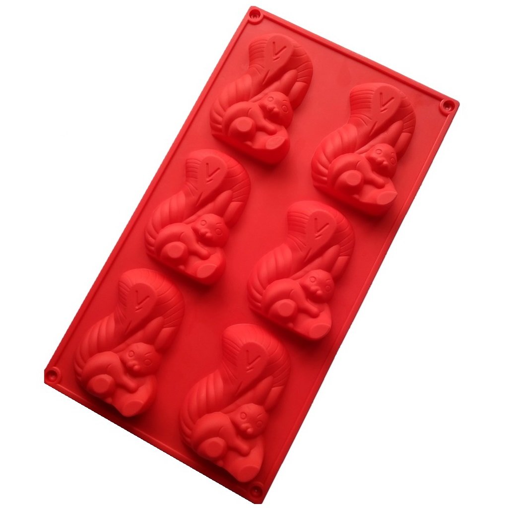 Allforhome 6-Cavity Squirrel Silicone Baking Mold - Non-Stick Cake Pan, Muffin Cups, Soap & Chocolate Mold for DIY Desserts, Perfect for Birthday Parties & Holiday Baking
