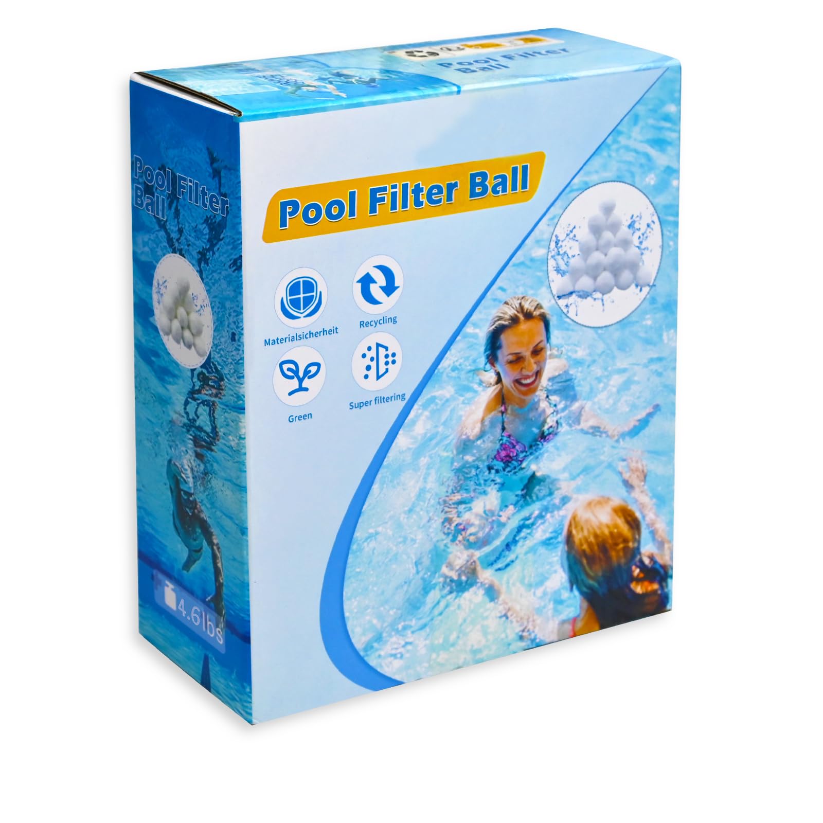 4.6 lbs Eco-Friendly Fiber Pool Filter Balls - Sand Filter Replacement for Above Ground Pools, Reusable Filter Media (Equivalent to 150 lbs Sand) - Perfect for Backyard, Inground & Above Ground Pool Maintenance