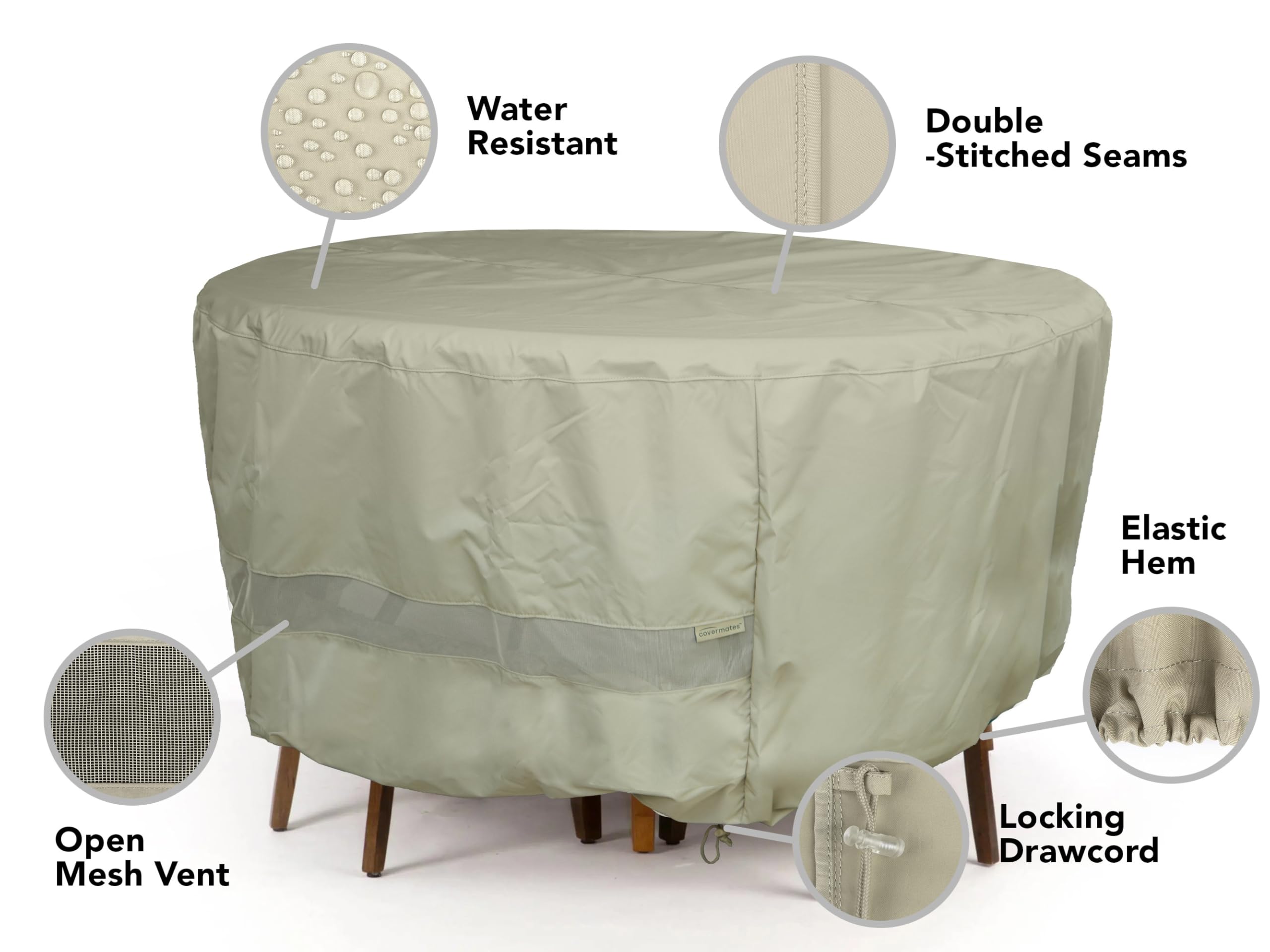 Waterproof Round Dining Table Cover with Mesh Ventilation - 86