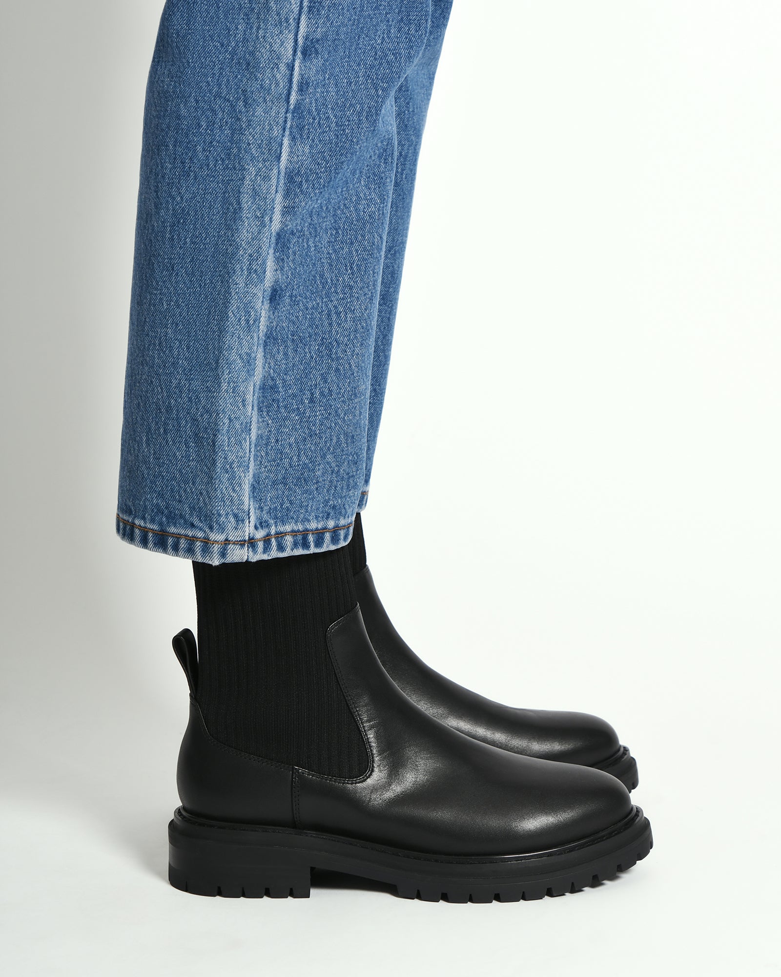 BERTIE FLAT ANKLE BOOTS - Women's Black Leather Ankle Boots for Casual Wear, Office & Date Night | Comfortable Slip-On Shoes for Everyday Outfits