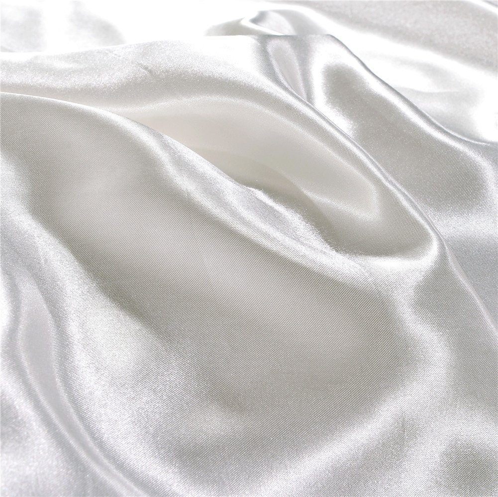 Premium Silky Satin Duvet Cover Set - Ultra Soft Hotel Quality Comforter Cover with Button Closure & Corner Ties - Twin/Twin XL Size - White Luxury Bedding - Perfect for Master Bedroom, Guest Room & Airbnb Styling