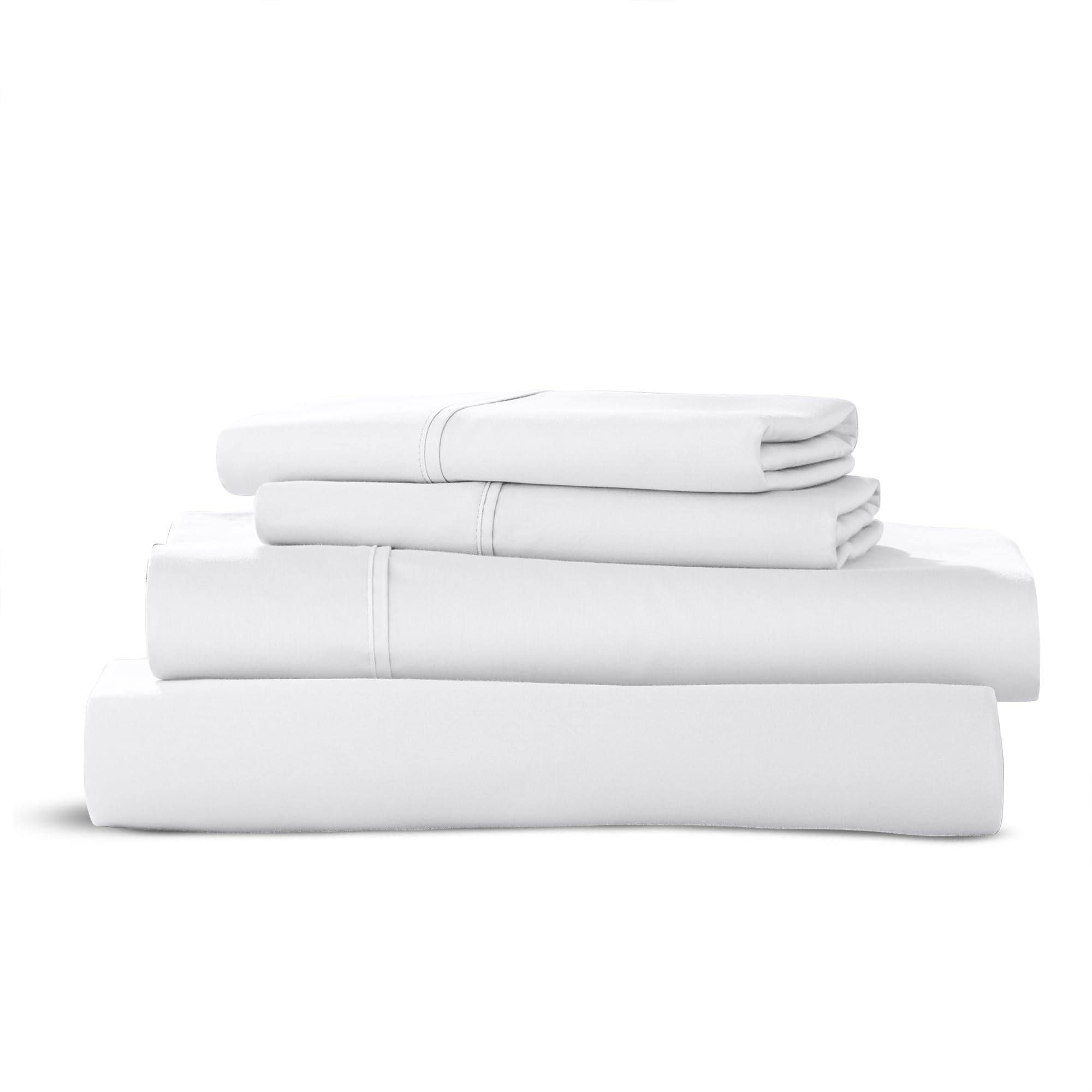 Premium 100% Cotton Full Size Sheet Set - 400 Thread Count, Wrinkle-Resistant, Soft Sateen Weave - Hotel Quality Bedding with Deep Pocket Fitted Sheet (4-Piece Set, White) for Luxurious Comfort in Bedrooms, Guest Rooms & Vacation Rentals