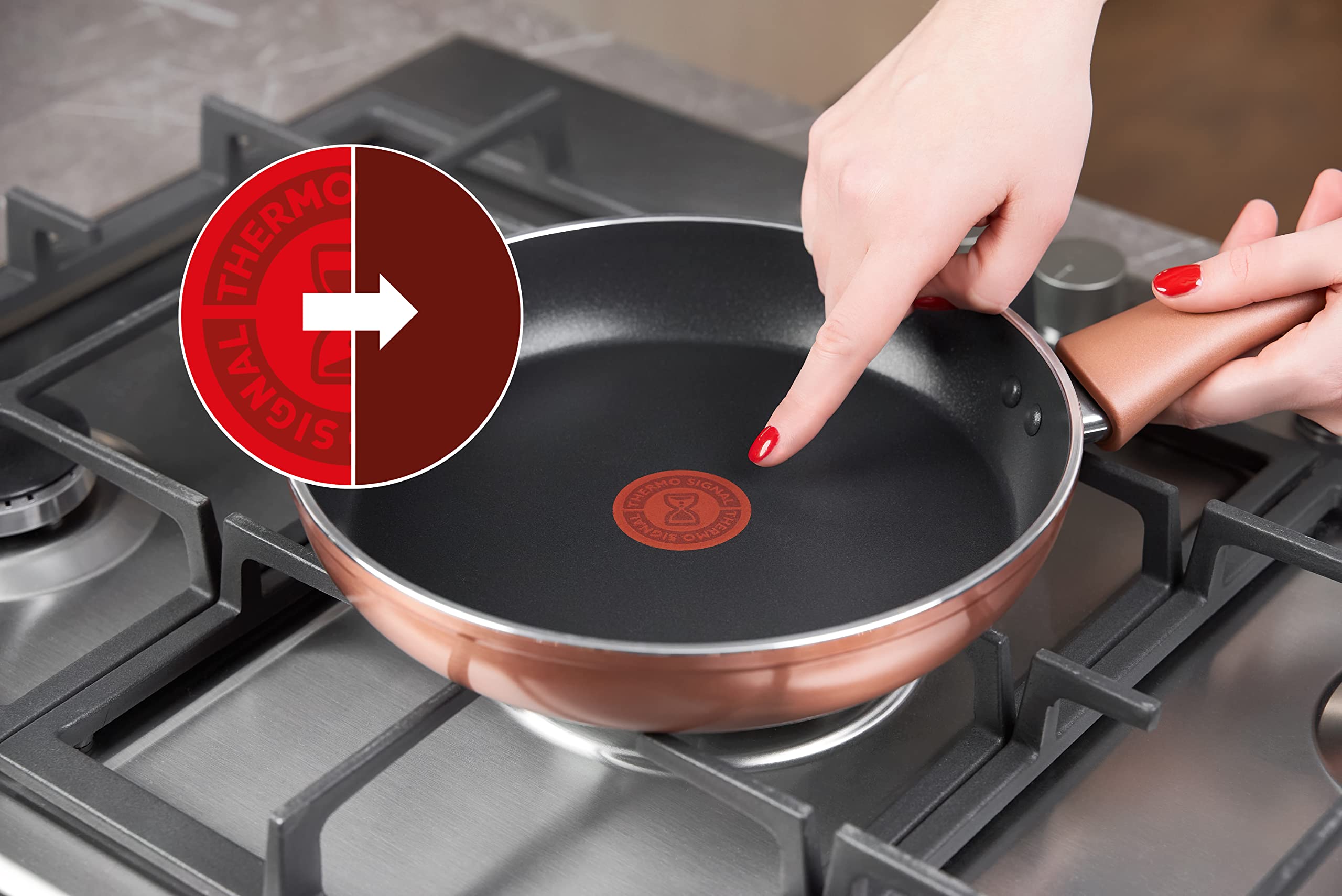 Lagostina Nonstick Aluminum Wok Pan 28cm with Copper-Effect Exterior, Titanium Easy Coating, Ergonomic Bakelite Handle - Ideal for Gas Stove & Oven Cooking, Stir-Frying, Asian Cuisine & Healthy Meals