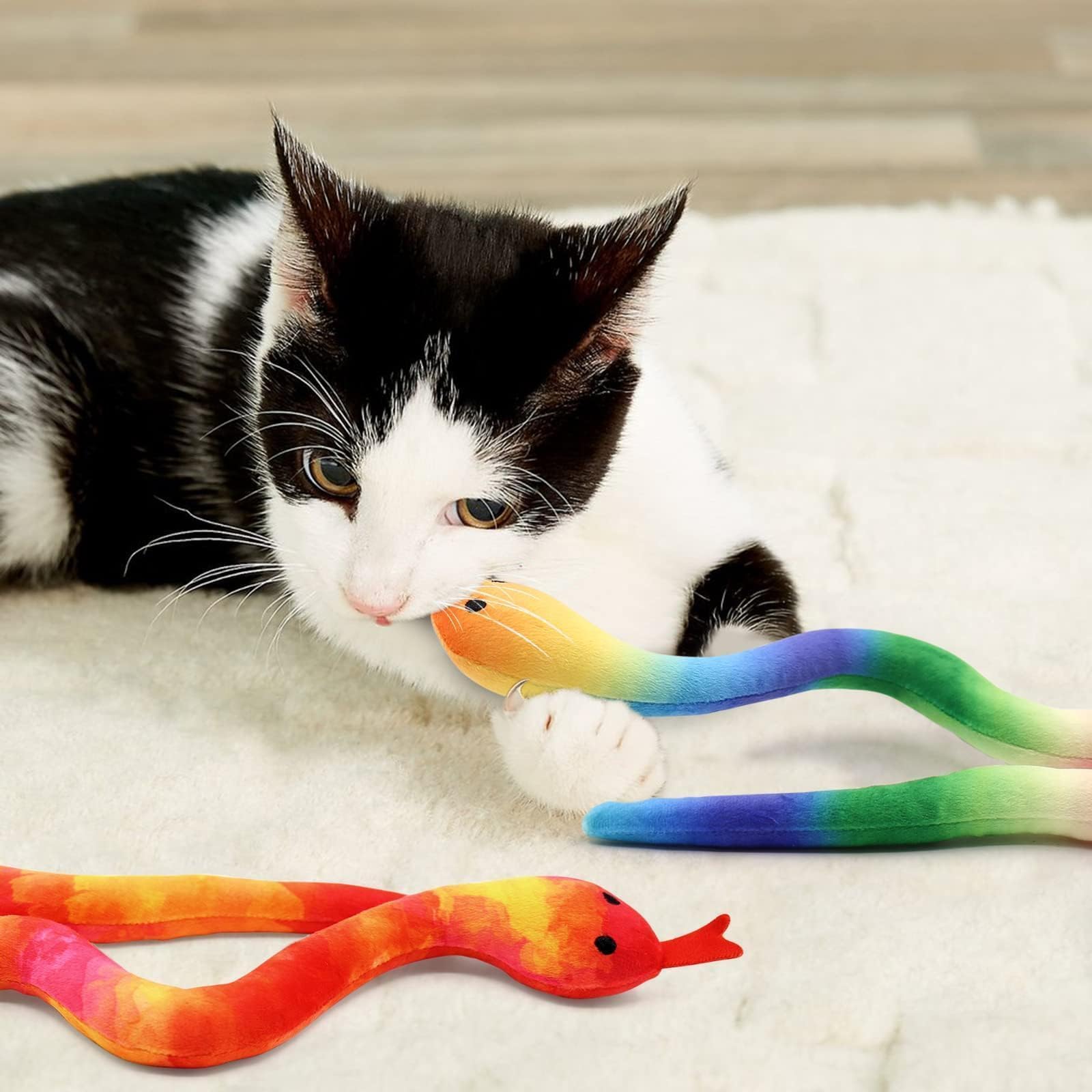 **CiyvoLyeen 5 Pack Snake Cat Toys with Catnip - Interactive Kitten Toys for Indoor Cats, Chew Toys for Dental Health - Perfect Gift for Cat Lovers (Playtime, Training & Stress Relief)**