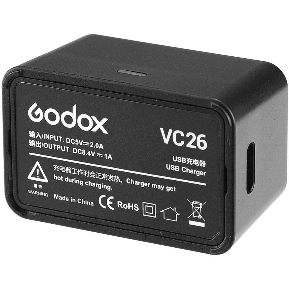 Godox VC26 USB Charger for V1 Flash - Compatible with Godox V1 Speedlite - Fast Charging Battery Pack - Perfect for Photography, Studio Lighting & On-the-Go Shooting