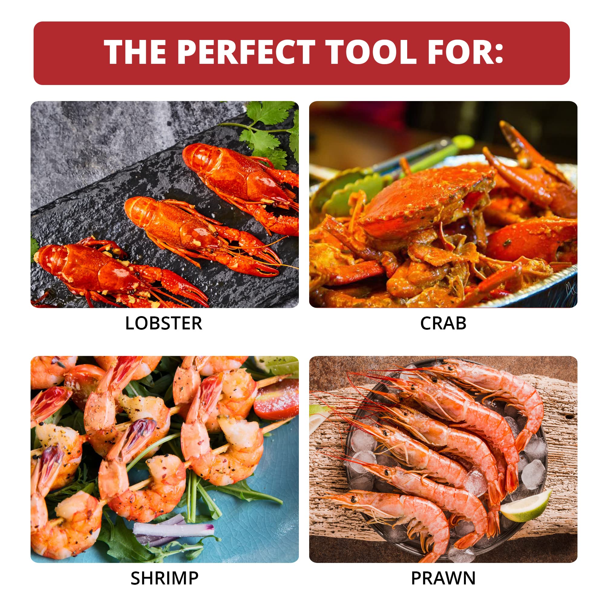 Premium Maine Man EZ Seafood Shellers Set of 4 - Crab & Lobster Cracker Tools with Non-Slip Handles - Perfect for Seafood Lovers, Beach Parties & Family Gatherings