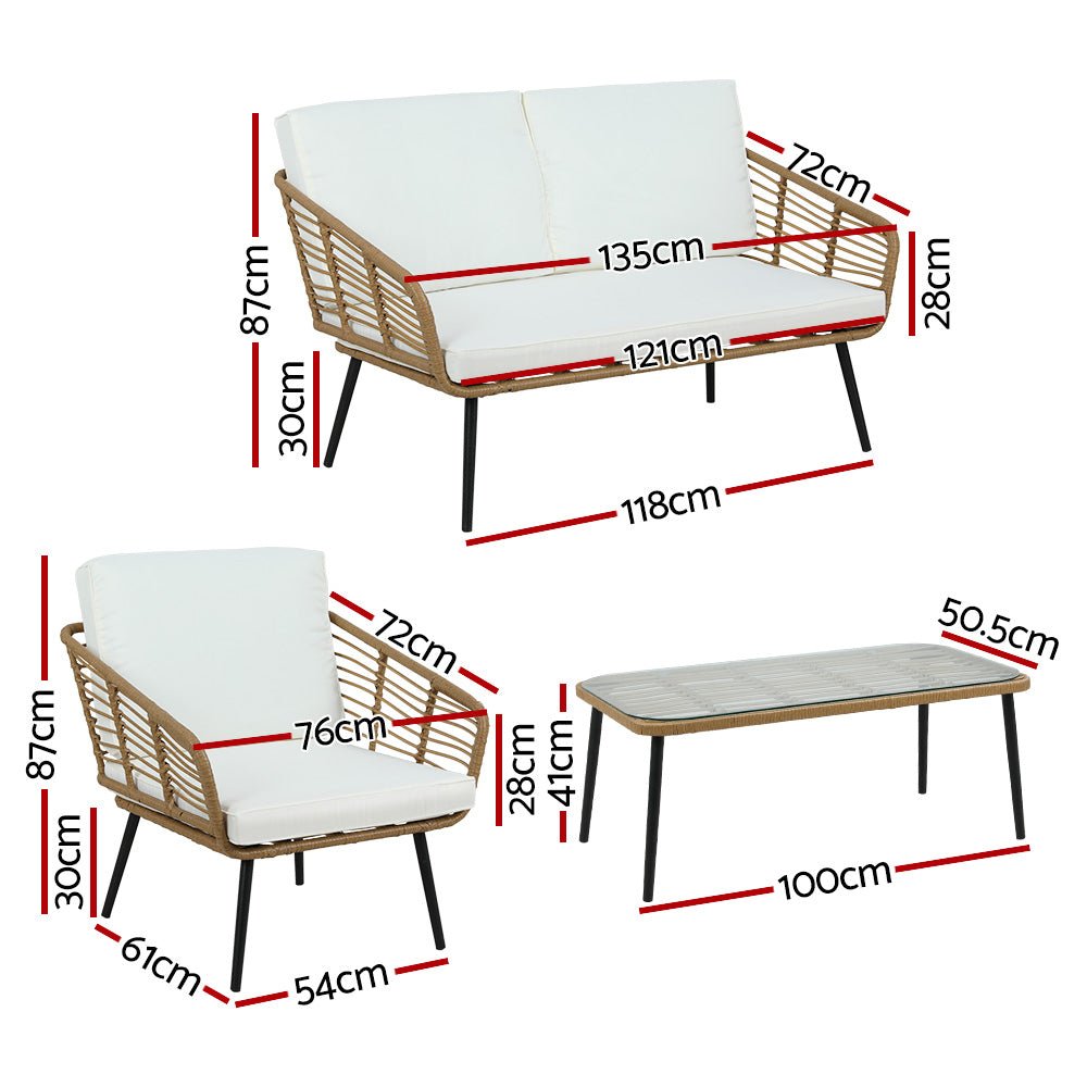 4-Seater Rattan Outdoor Lounge Set - Patio Furniture for Garden, Poolside, Backyard Relaxation & Entertainment