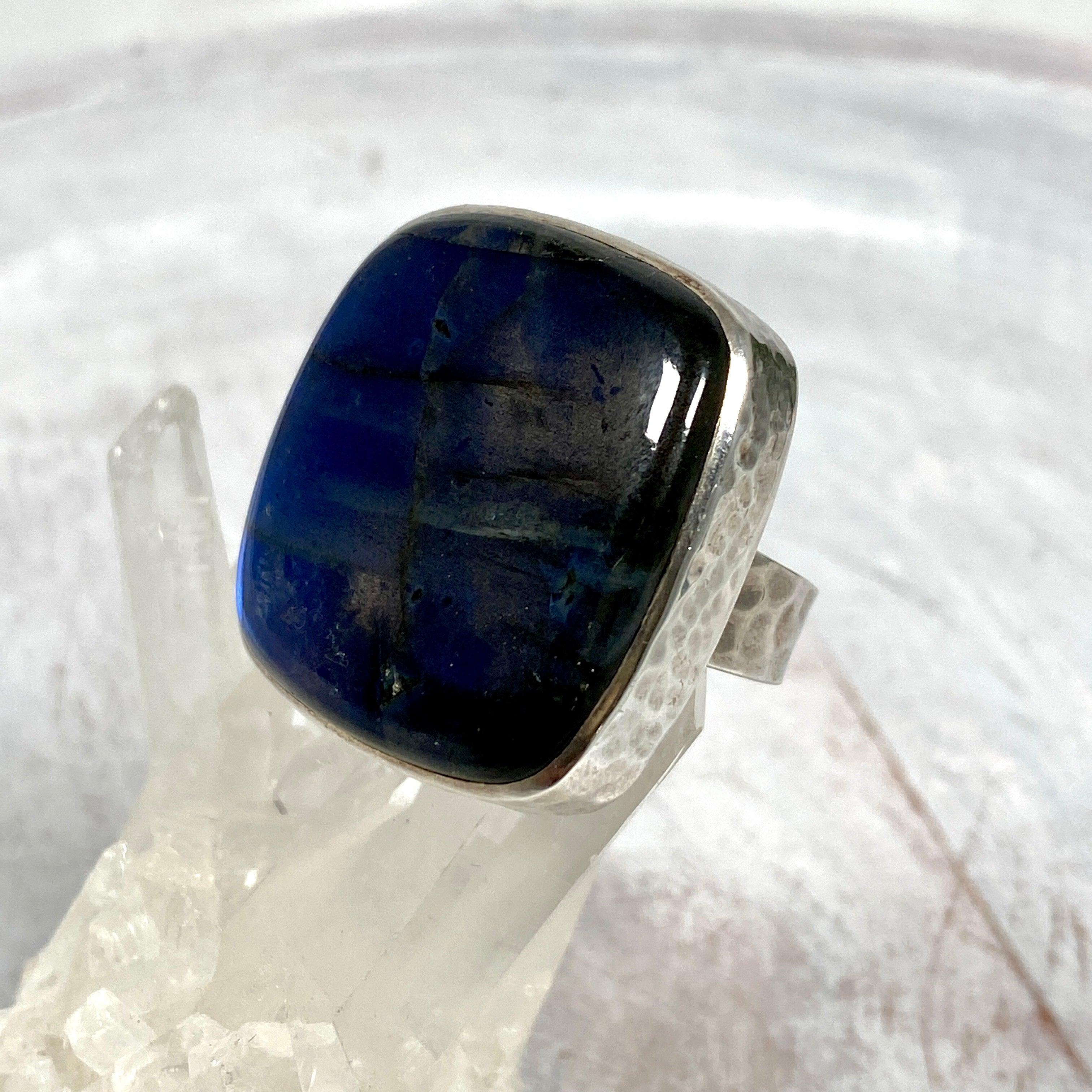 Labradorite Blue Square Ring - Size 10.75 - KRGJ982 - Elegant Gemstone Jewelry for Women, Perfect for Weddings, Parties & Special Occasions