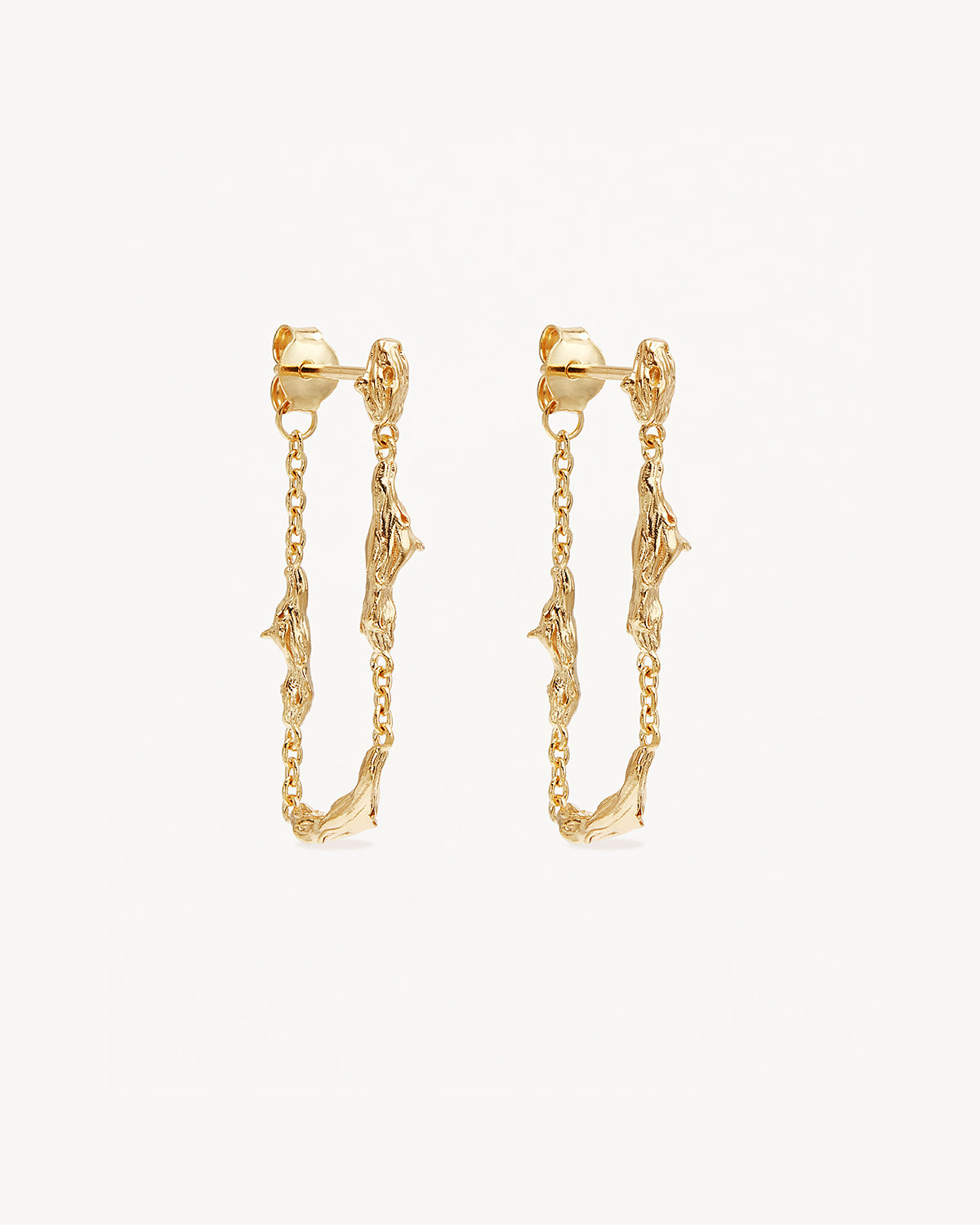 18K Gold Vermeil Drift Chain Earrings for Women - Dainty Drop Dangle Hoop Earrings - Elegant Jewelry Gift for Her - Perfect for Parties, Weddings & Everyday Wear