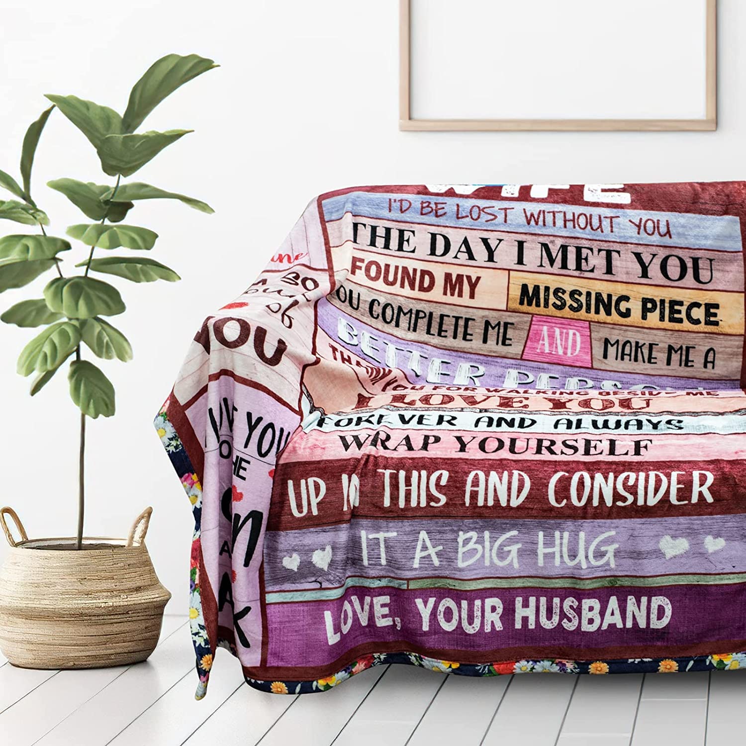 Romantic Anniversary Birthday Gift for Wife - Soft 80x60in Blanket for Her - Perfect for Valentine's Day, Mother's Day, Christmas - Thoughtful Wedding Gift from Husband with 'I Love You' Design - Cozy Home Decor for Couples & Special Occasions