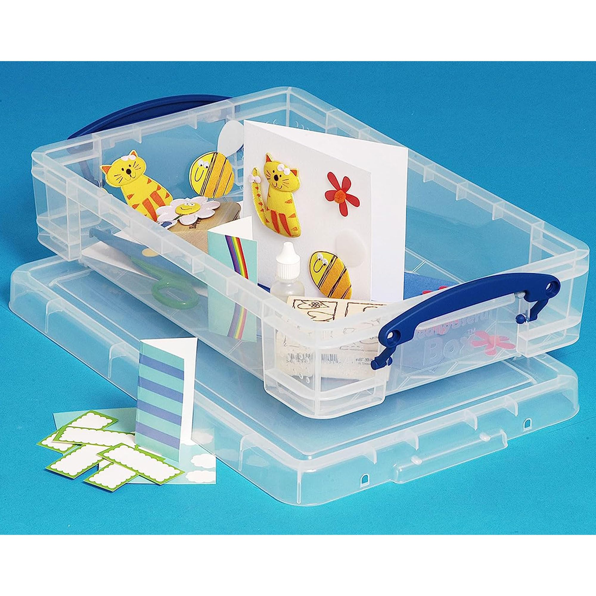 Really Useful Box 4L Storage Container with Lid & Clip Lock Handles - 10 Pack | Organize Home, Office & Craft Supplies | Durable Plastic Storage Bins for Closet, Kitchen & Garage Organization