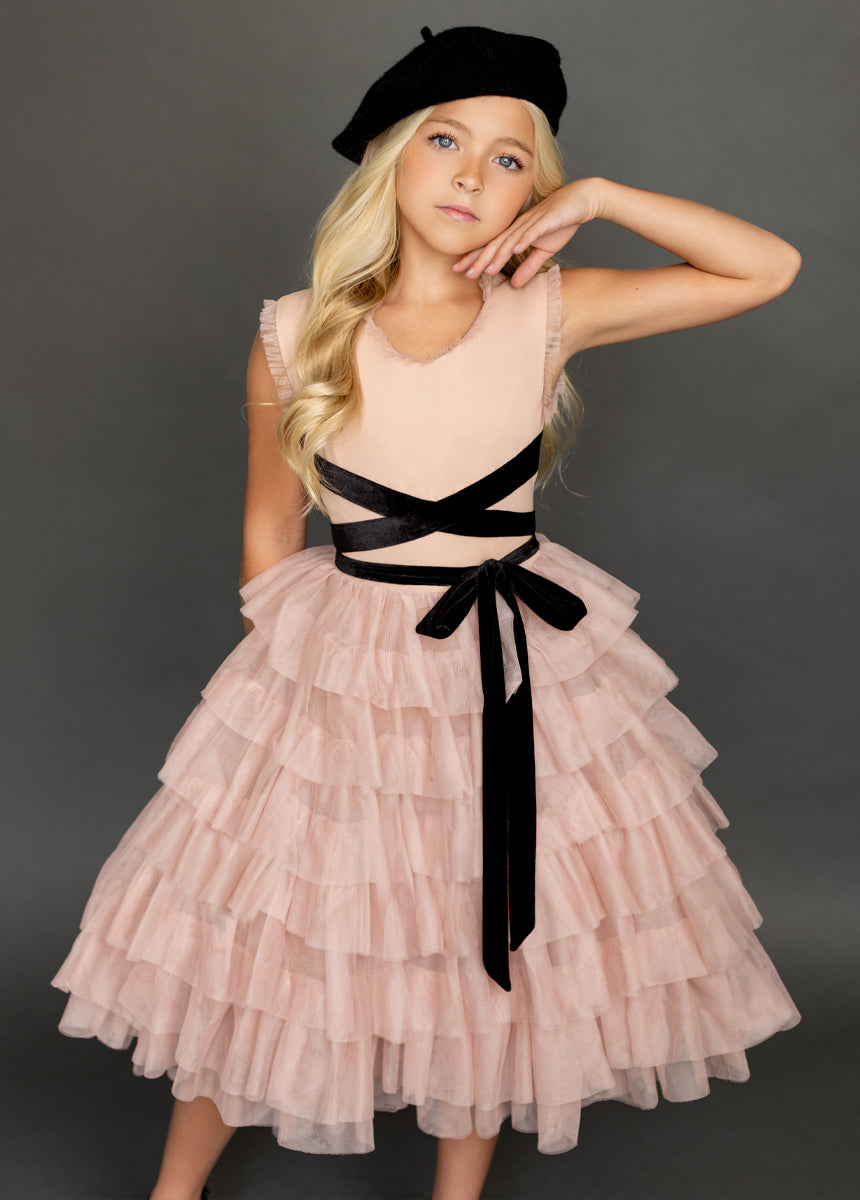 Geneva Petticoat Dress - Blush Pink & Black Vintage Style Dress for Women | Perfect for Weddings, Parties & Special Occasions