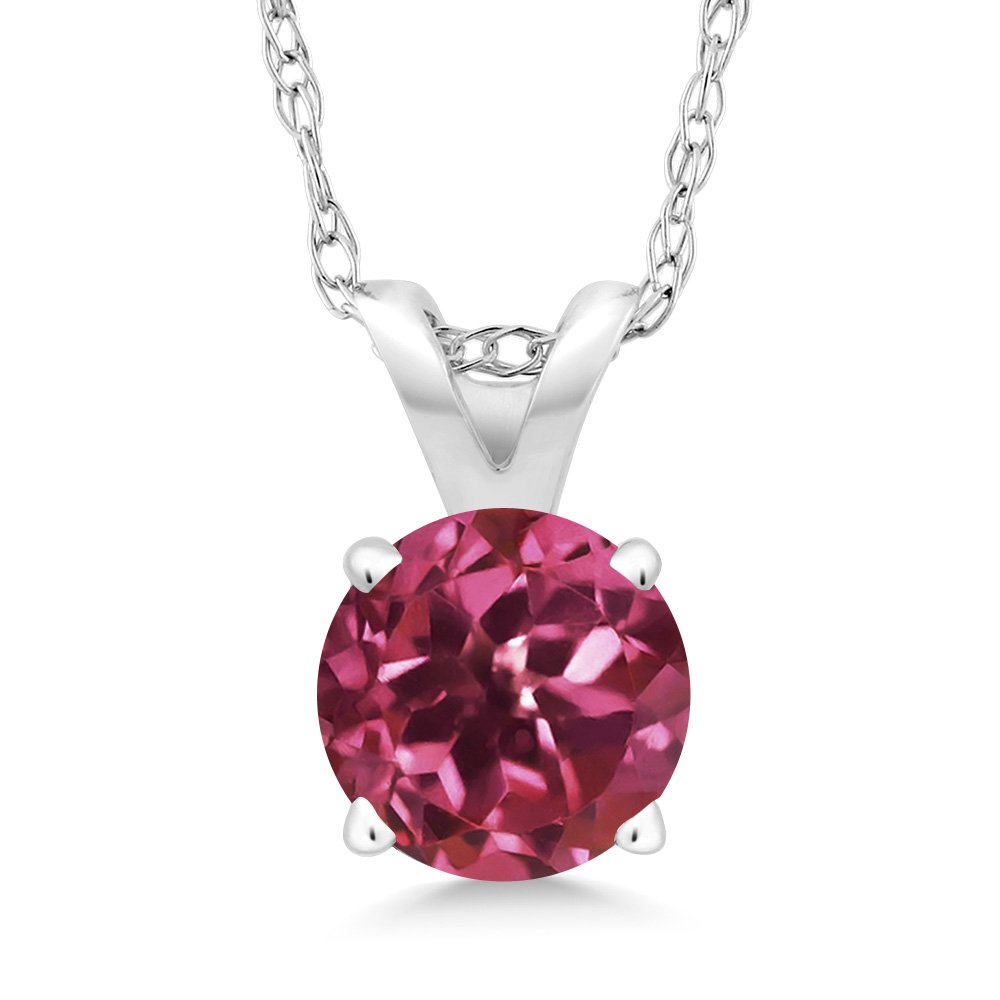 14K White Gold 5MM Round Birthstone Solitaire Pendant Necklace for Women - 18 Inch Gold Chain | Personalized Gemstone Jewelry Gift for Mom, Wife, Daughter | Perfect for Birthdays, Anniversaries & Special Occasions