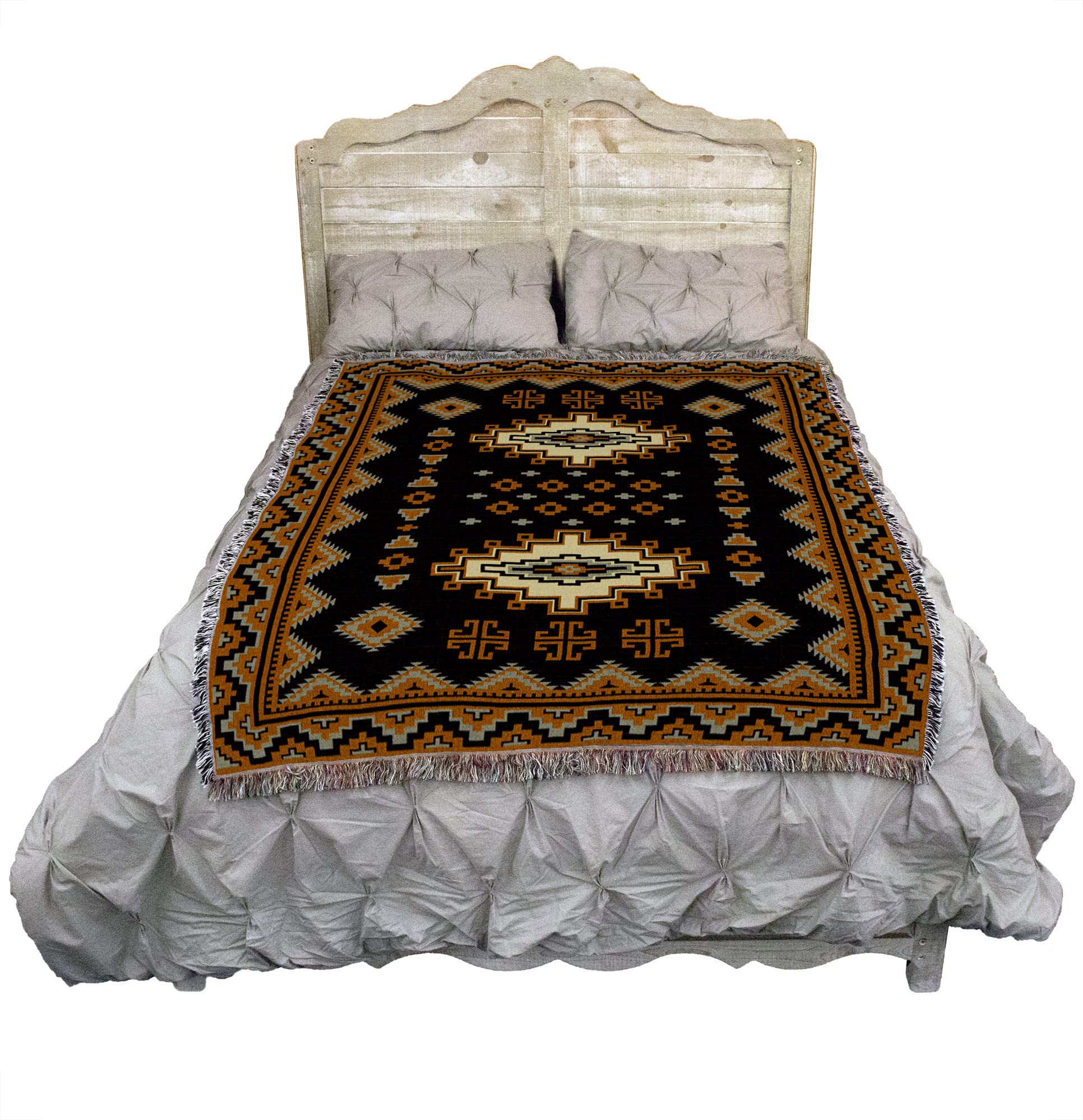 Pure Country Weavers Chama Blanket - Southwest Native American Inspired Cotton Woven Throw (72x54) - Handmade in USA - Perfect for Sofa, Bed & Home Decor