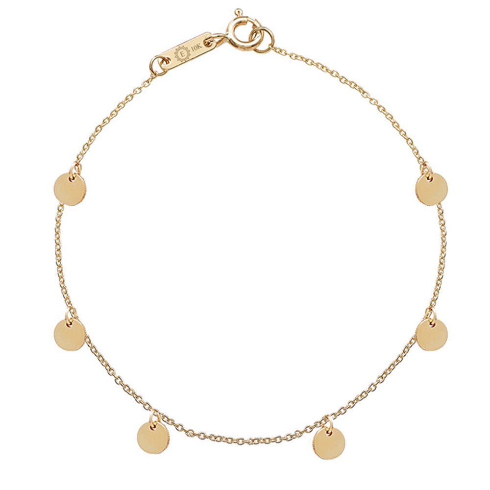 10k Yellow Gold Coin Station Bracelet for Women - Elegant Stackable Jewelry for Everyday Wear & Special Occasions